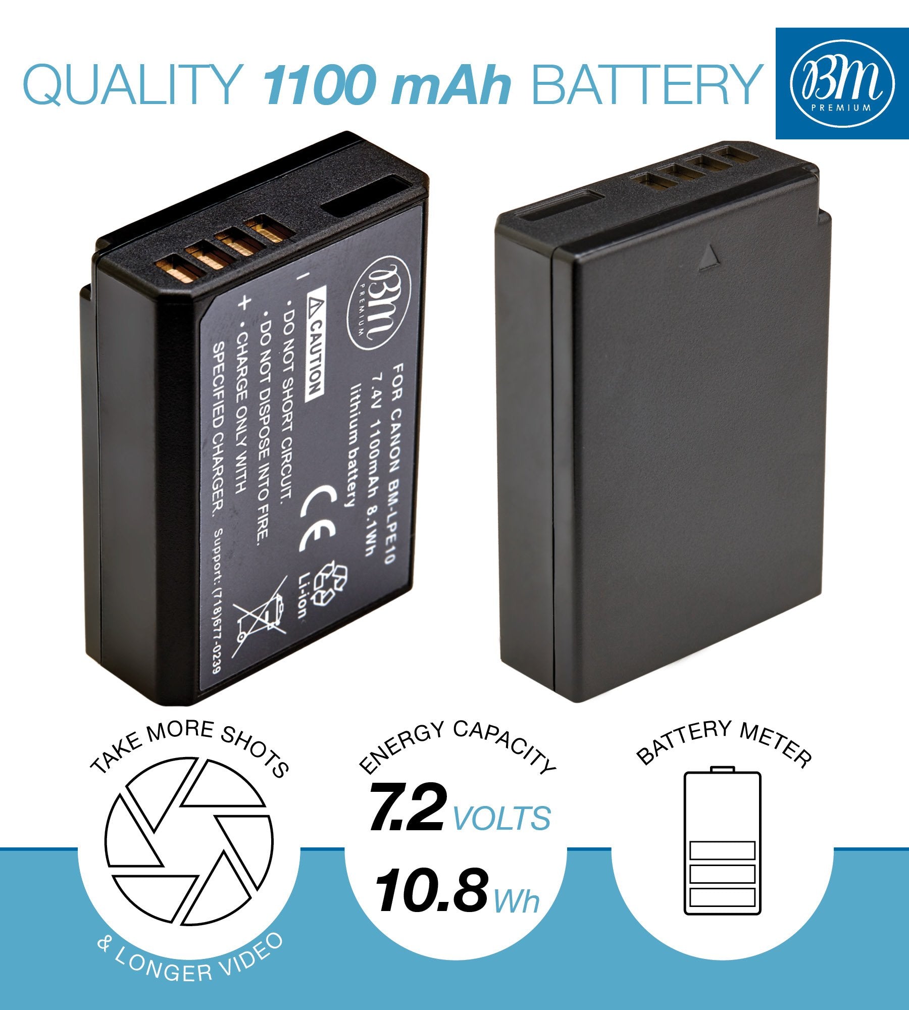 BM Premium Pack of 2 LP E10 Batteries and USB Dual Battery Charger Kit for Canon EOS Rebel T3, T5, T6, T7, T100, Kiss X50, Kiss X70, EOS 1100D, EOS 1200D, EOS 1300D, EOS 2000D, EOS 4000D Cameras