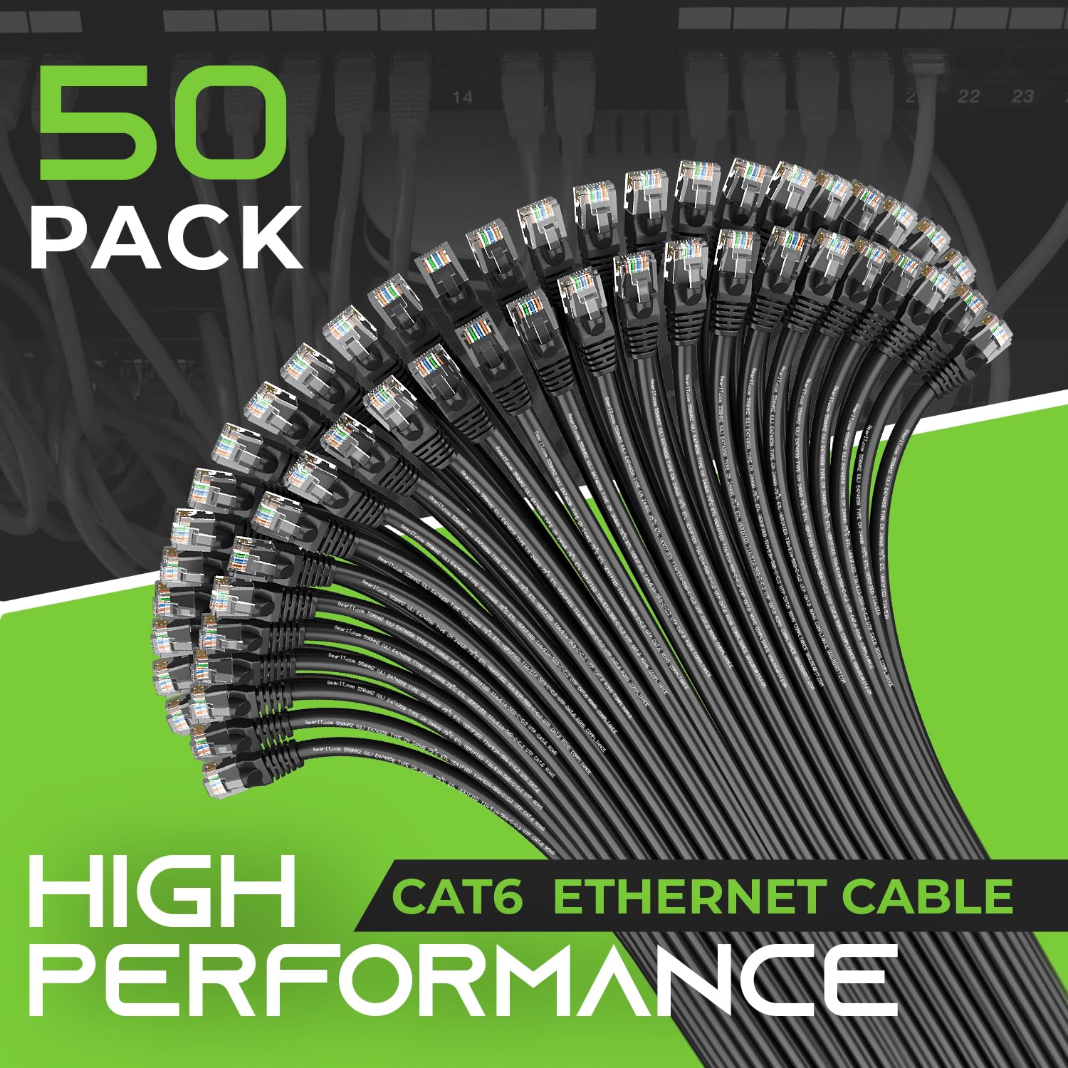 Gearit 50 Pack, Cat 6 Ethernet Cable Cat6 Snagless Patch 0.5 Feet   Snagless Rj45 Computer Lan Network Cord, Blue   Compatible W