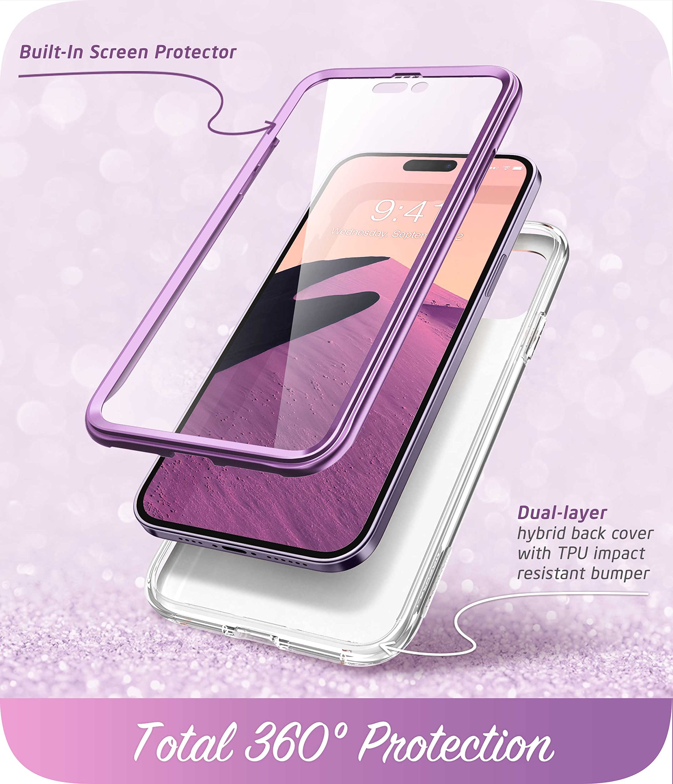 I Blason Cosmo For Iphone 14 Pro Max Phone Case [Built In Screen Protector] [Military Grade Protection] Slim Full Body Stylish P