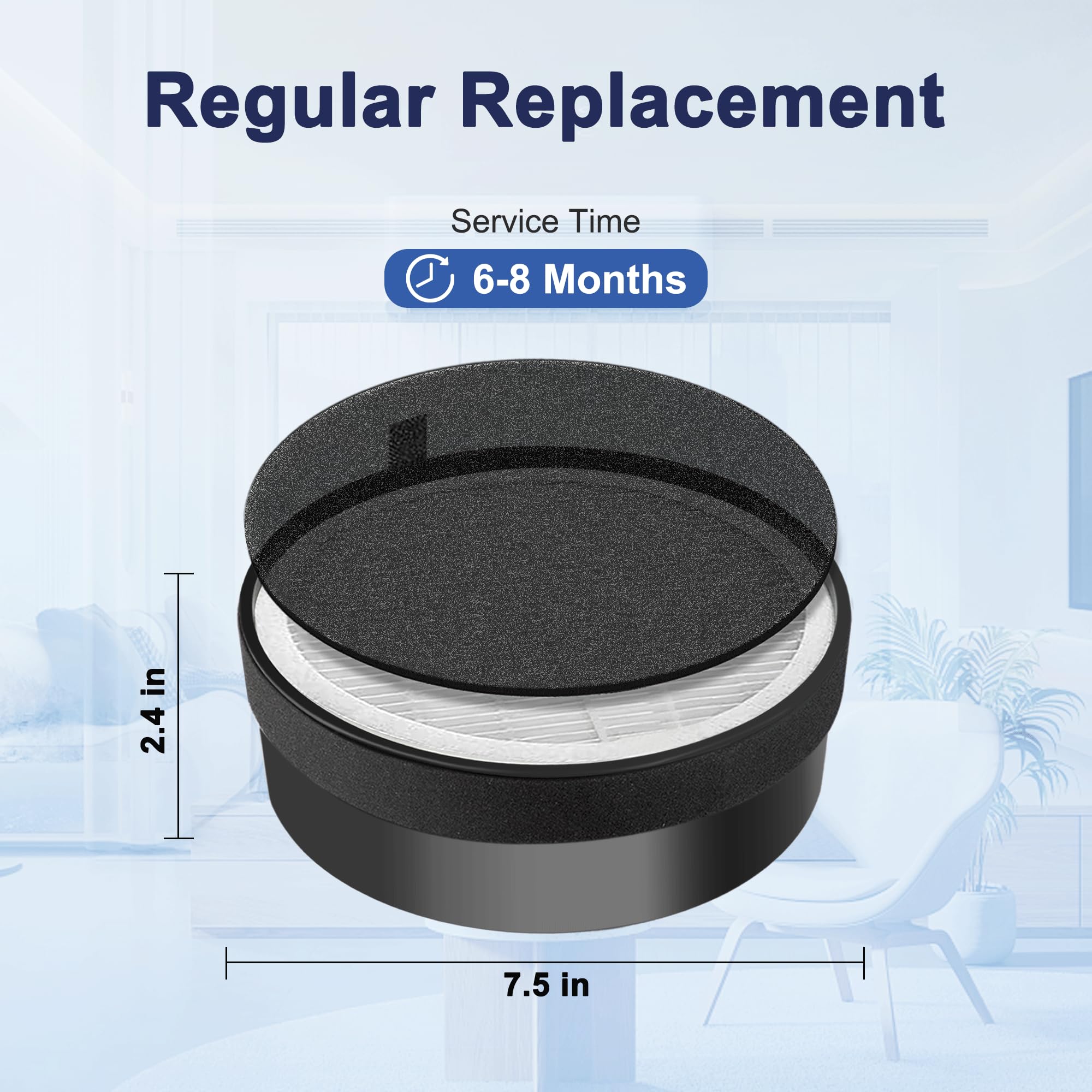 Lv H132 Replacement Filter For Levoit Lv H132 Air Puifier, 3 In 1 Nylon Pre Filter, H13 True Hepa Filter, High Efficiency Activa