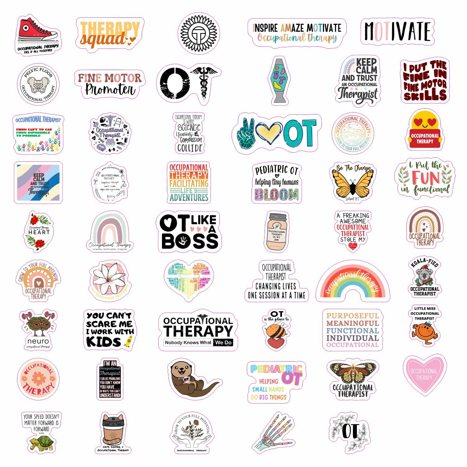 100Pcs Funny Occupational Therapy Stickers For Laptop And Water Bottles, Ot Stickers   Occupational Therapy Gifts, Ot Laptop Dec