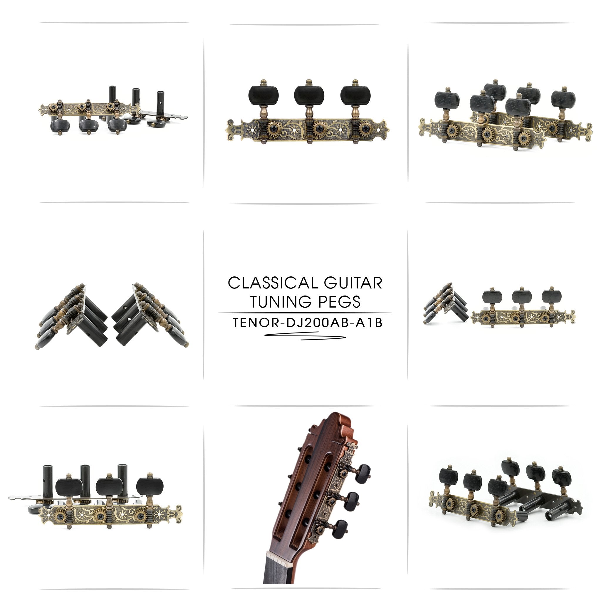Dj200Ab A1B Tenor Classical Guitar Tuners Professional Tuning Key Pegs/Machine Heads For Classical Or Flamenco Guitar With Antiq