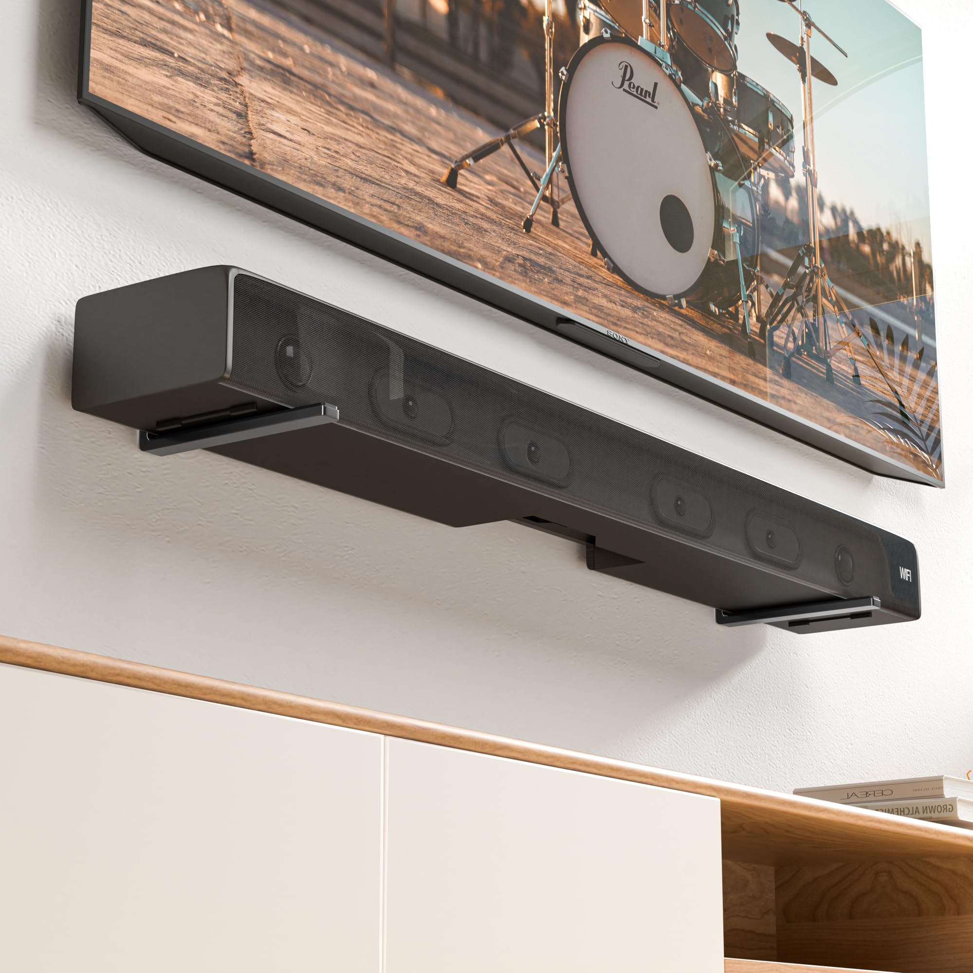 Songsoso Soundbar Mounts Under Tv For Bose, Sony, Saiyin, Vizio, Lg, Samsung, Roku - Dolby Atmos Compatible Soundbar Wall Mount