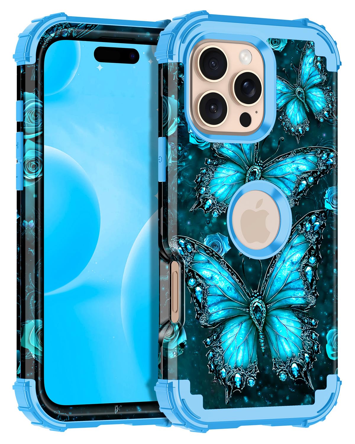 Casetego for iPhone 16 Pro Max Case,Glow in The Dark Three Layer Heavy Duty Sturdy Shockproof Full Protection Rugged Hard PC+Sof