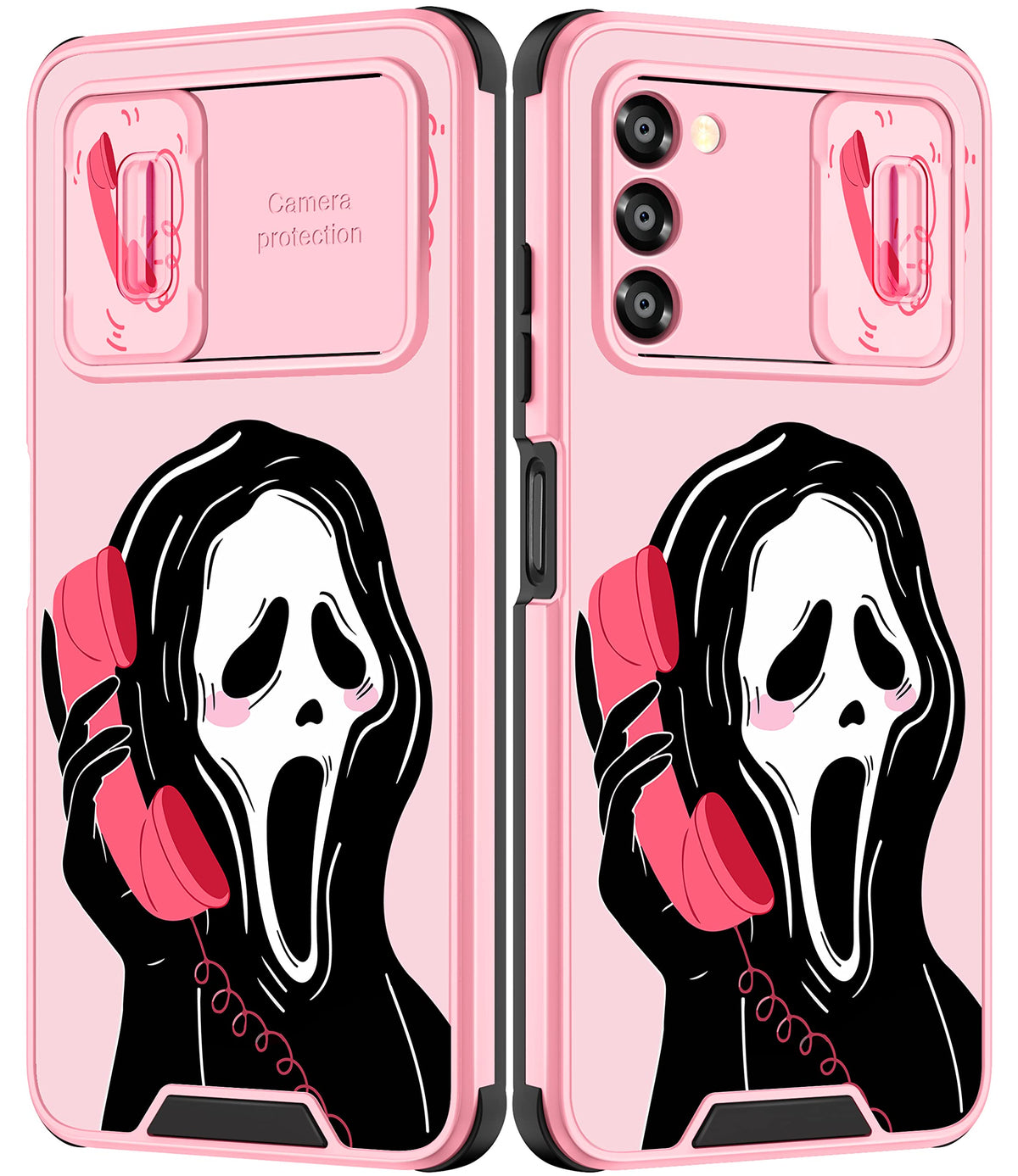 Goocrux For Samsung Galaxy A03S Case Skeleton For Women Girls Cute Skull Pink Girly Phone Cover Gothic Design Aesthetic With Sli