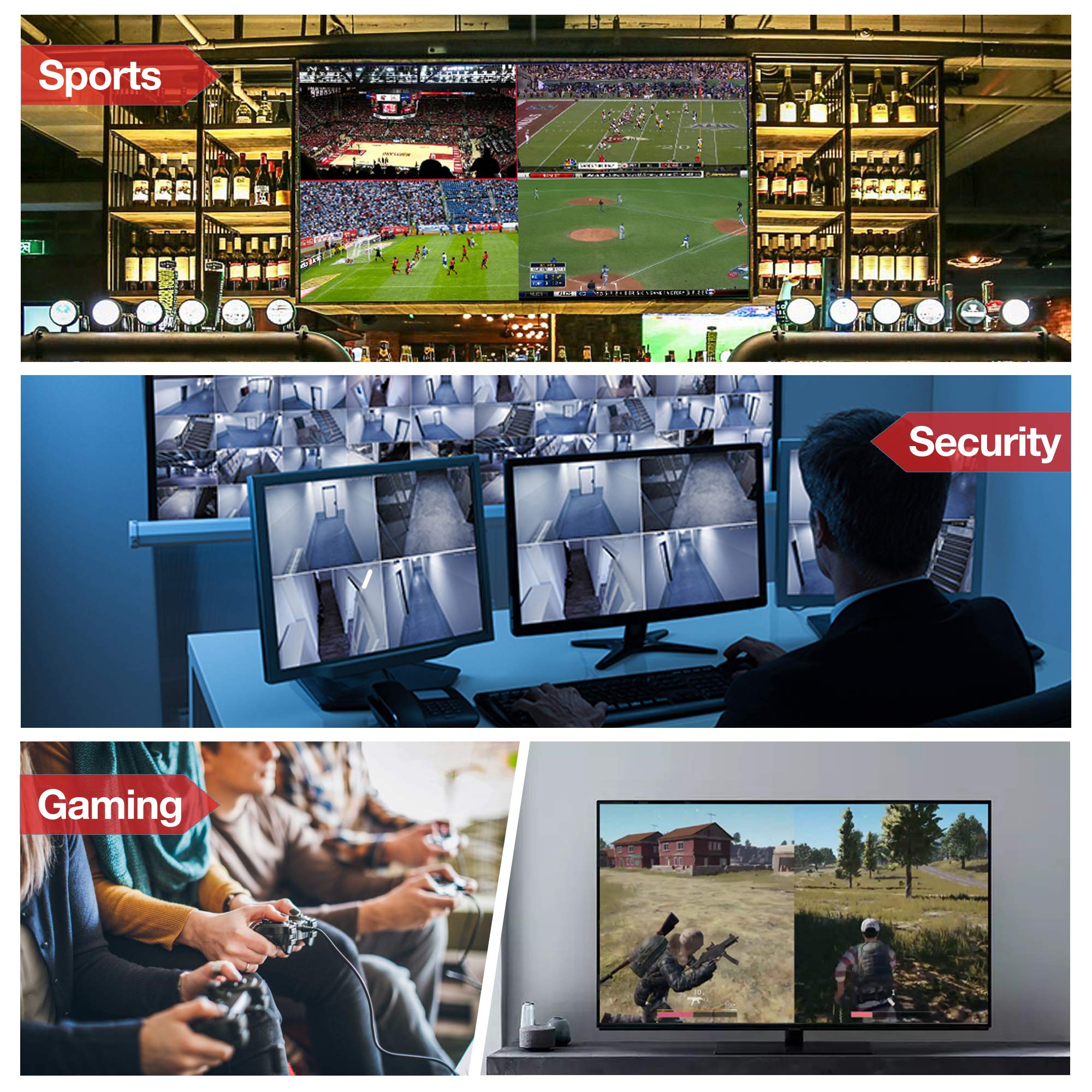 Expert Connect 9 Channel Hdmi Multi Viewer/Screen Divider/Switch | 1080P / 4K@30Hz | 11 Viewing Modes