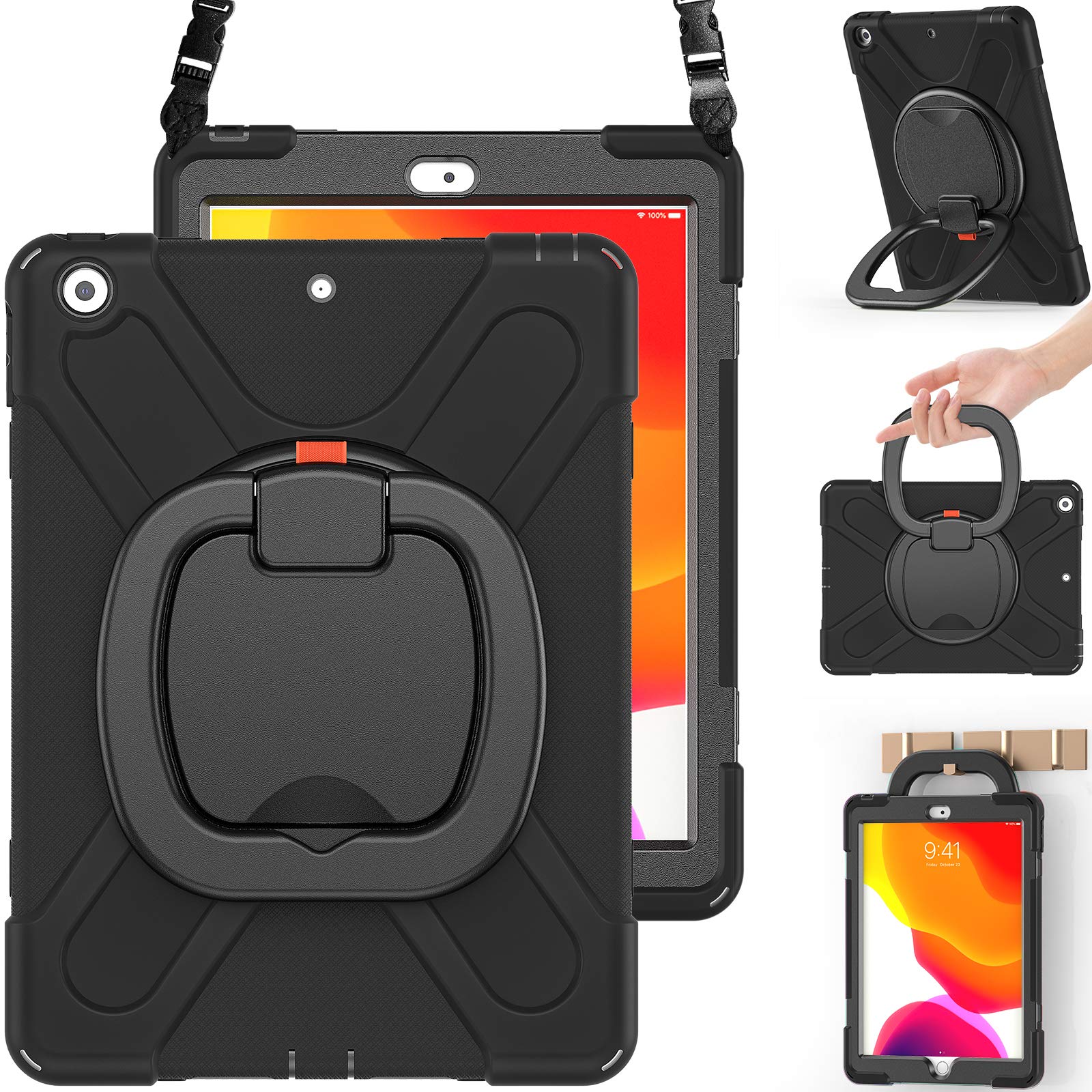 Braecn Case For 10.2 Inch 9Th/8Th/7Th Generation, Heavy Duty Silicone Case With Built In Screen Protector, Handle Grip, Kickstan