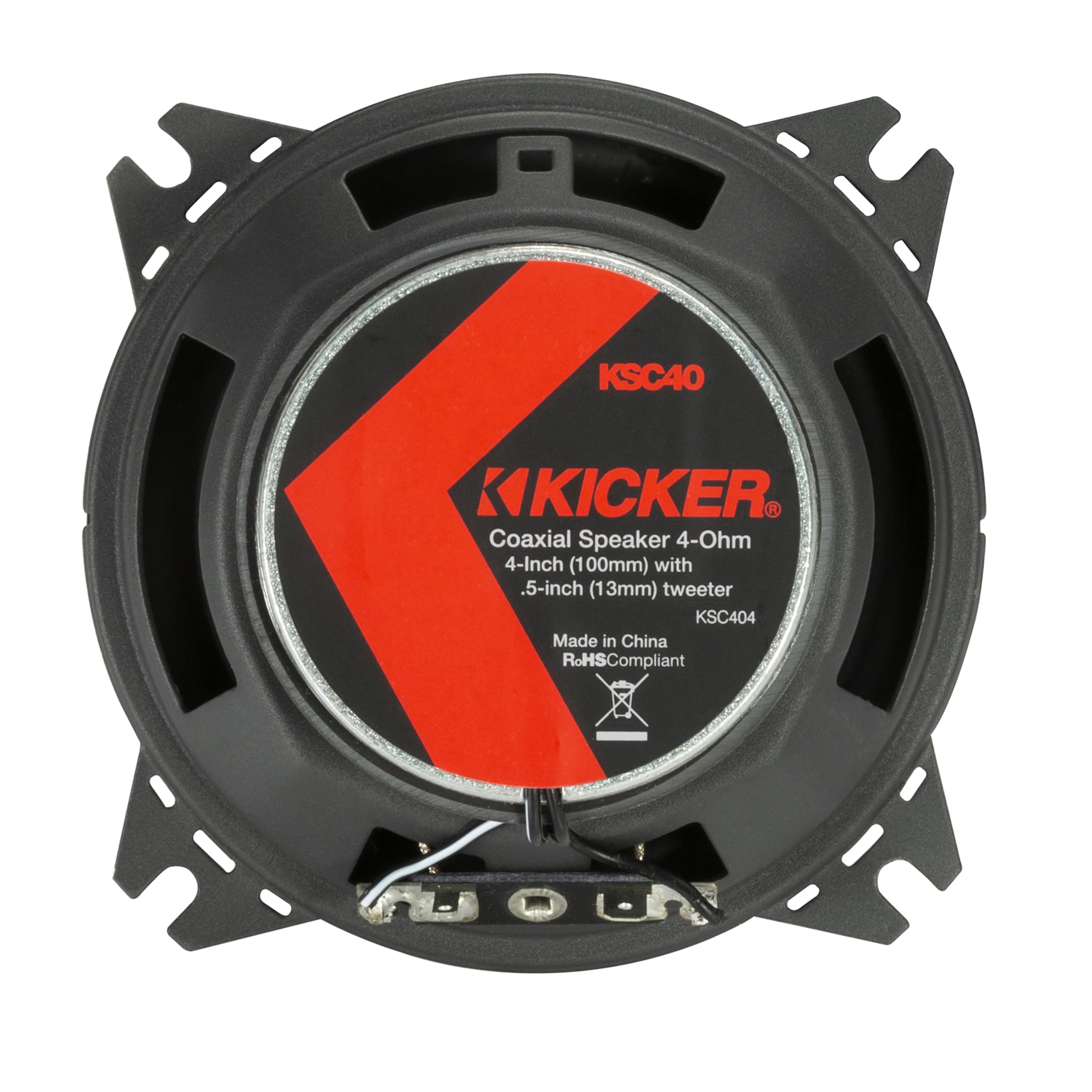 Kicker 51Ksc404 Coaxial Speaker System, 2 Way Design, One (1) Pair, 4'' (100Mm) Polypropylene Woofer/Midrange, 1/2'' (13Mm) Silk