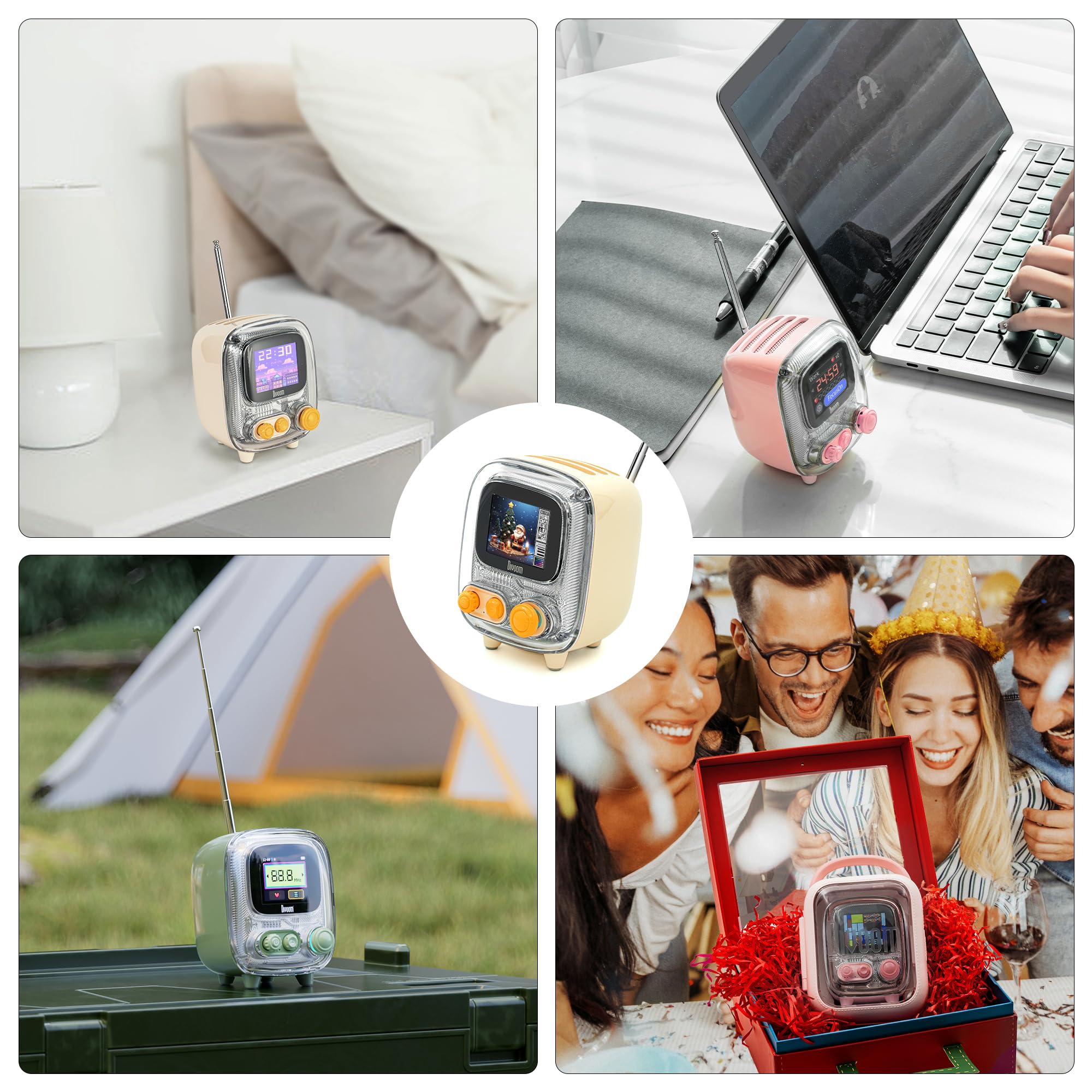 Divoom Tiivoo 2 Fm Radio Bluetooth Speaker With Alarm Clock,Pixel Art Retro Mini Small Cute Wireless Speaker,Vintage Decor Suitb