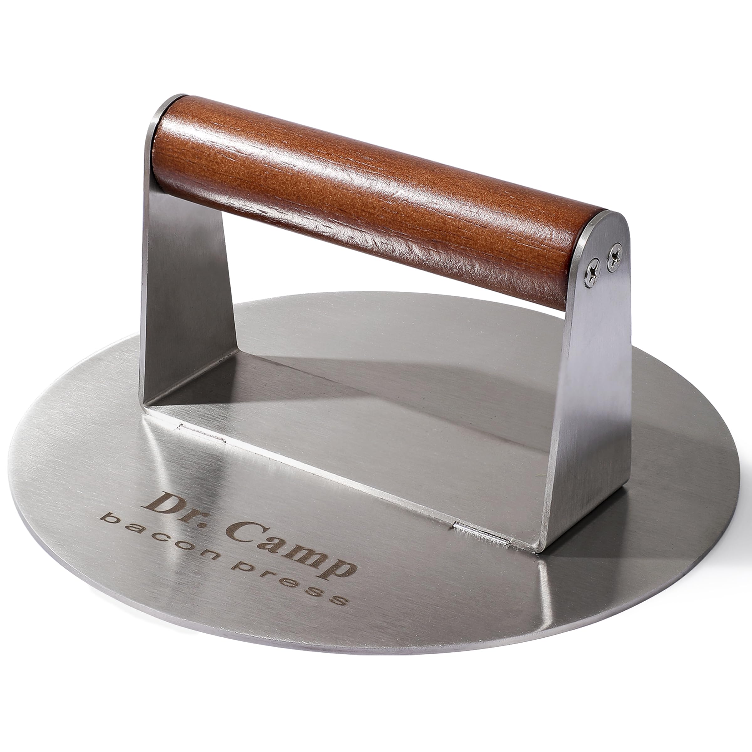 Dr.Camp 7 Inch Stainless Steel Smash Burger Press Burger Smasher Bacon Press Meat Press for Griddle Flat Top Grill with Solid Wo