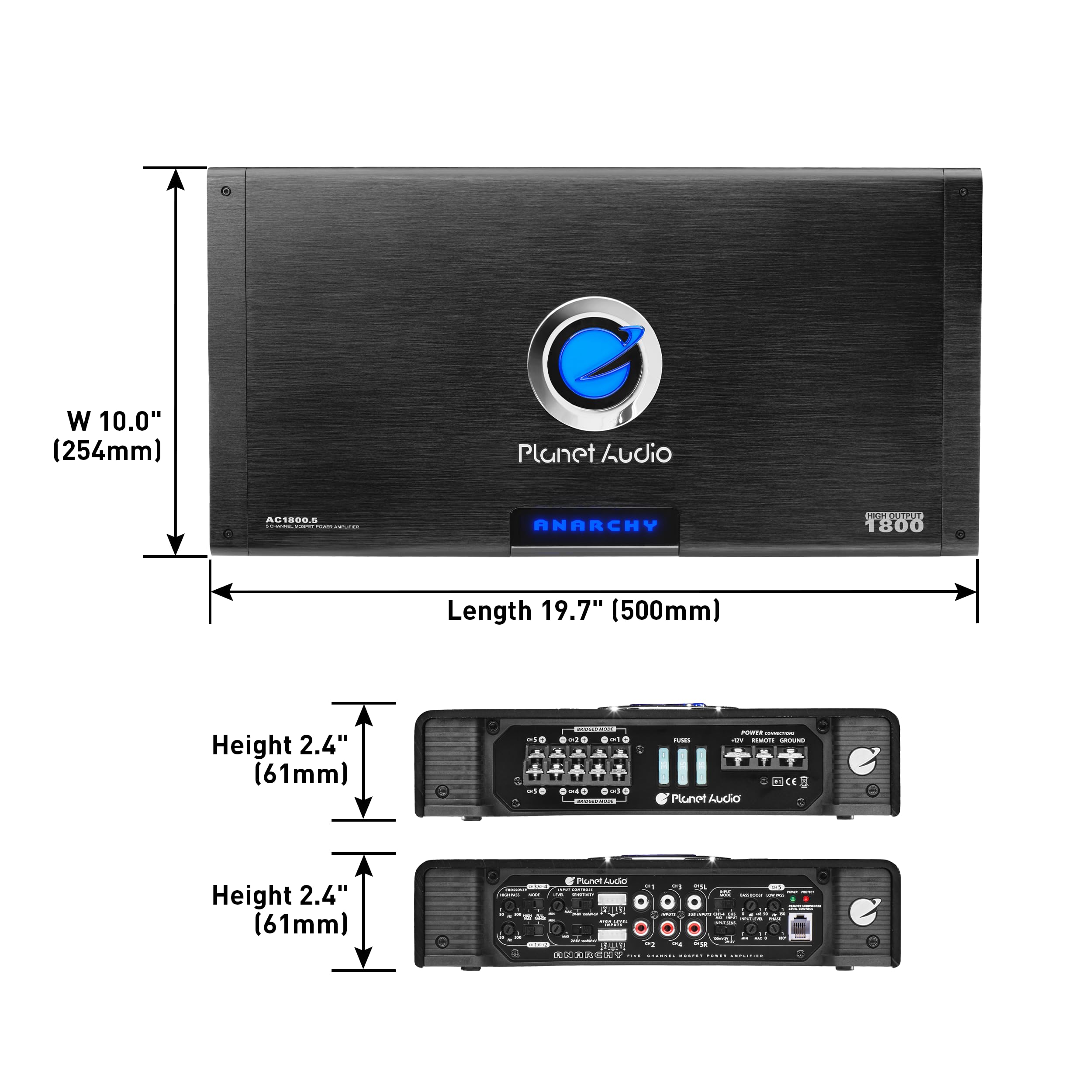 Planet Audio Ac1800.5 5 Channel Car Amplifier   1800 Watts, Full Range, Class A/B, 2 4 Ohm Stable, Mosfet Power Supply, Bridgeab