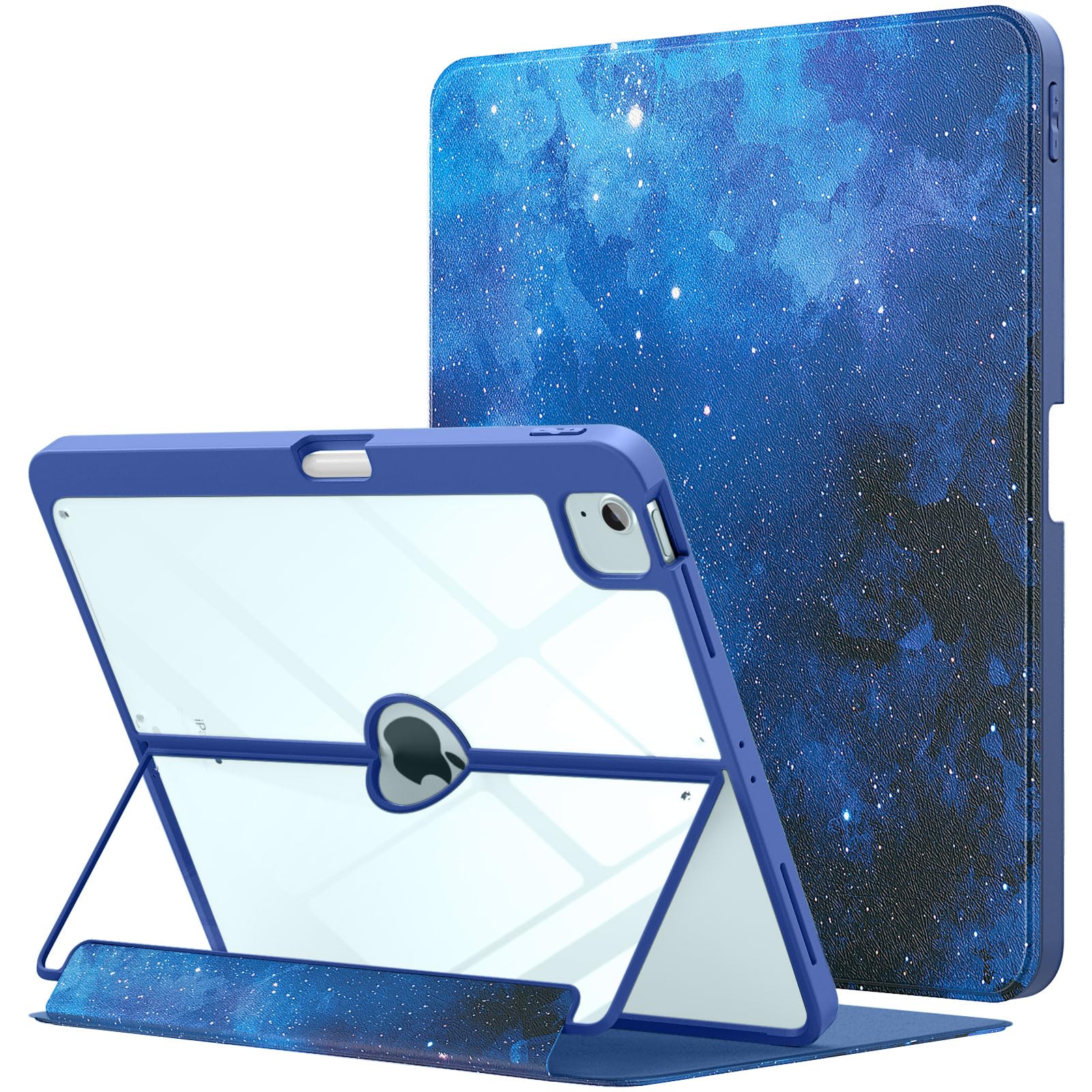 MoKo for iPad Air 13 Inch Case M2 2024 with Pencil Holder, iPad Air 13 Case, [Built in Screen Protector], iPad Air 13' Case with Clear Back & Magnetic Multi Angle Stand Cover, Starry Sky