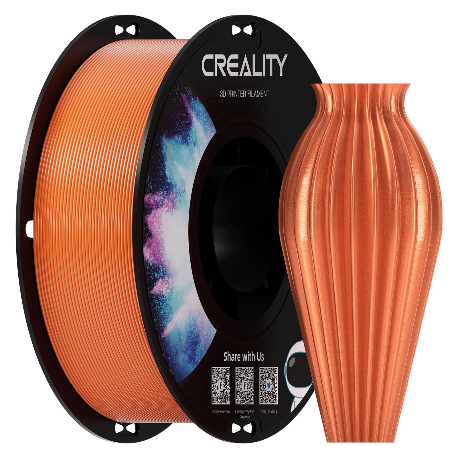 Creality PETG 3D Printer Filament 1.75mm, Excellent Toughness High Precision, Odorless Non-Toxic Moistureproof, 1 kg(2.2lbs) Glo