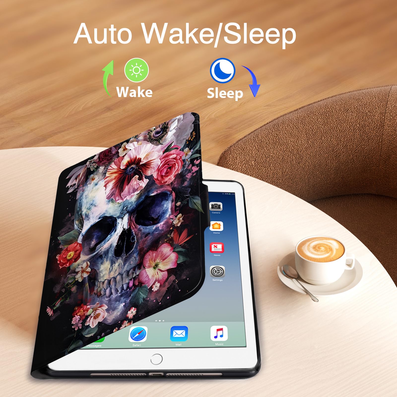 Anpredo 360 Rotating Case For 6Th/5Th Generation 9.7 Inch, Air 2/Air 1 With Auto Wake/Sleep, Magnetic Clasp, Multi Angle Viewing