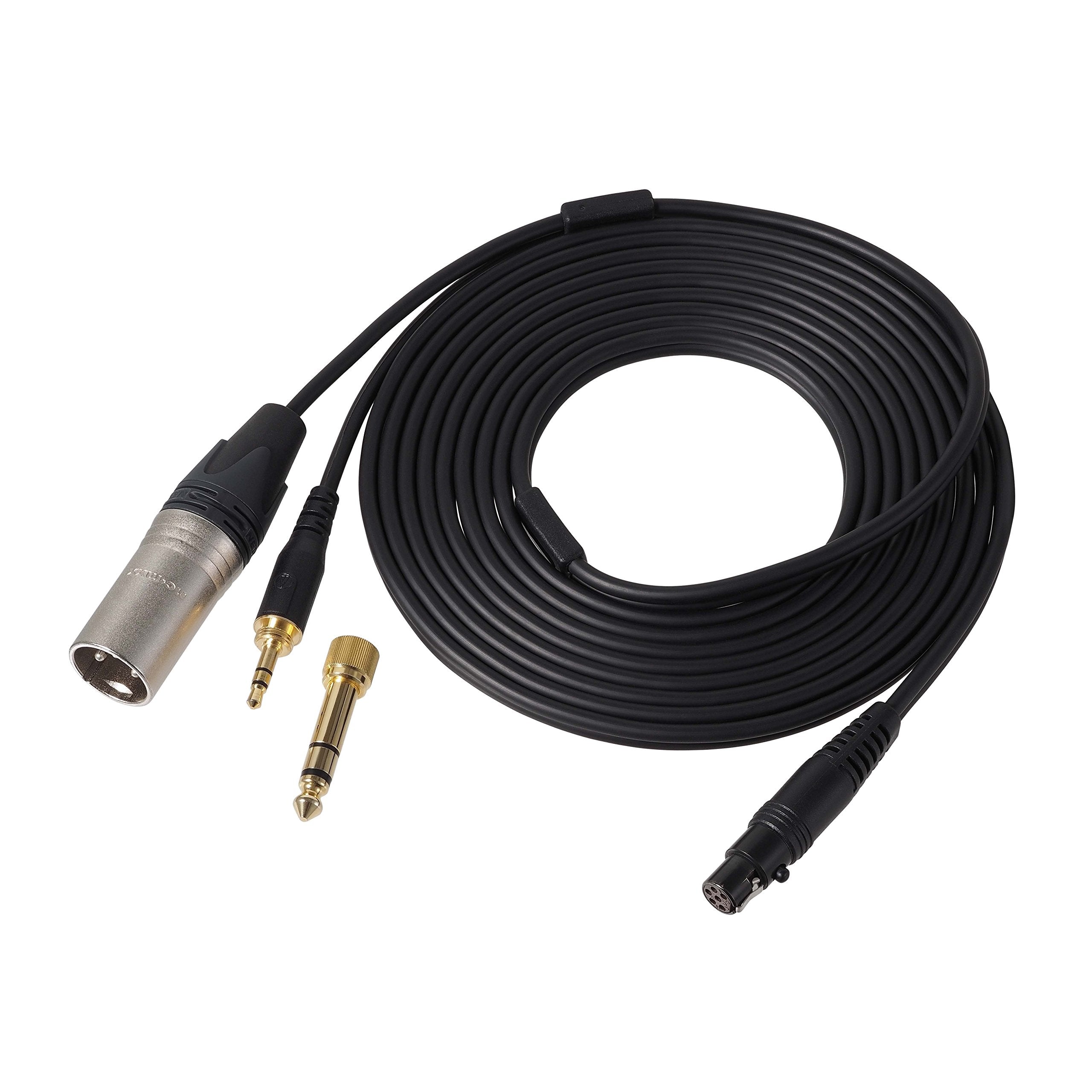 Audio-Technica BPCB2 Replacement Cable for All BPHS2 Headsets, Male 3-Pin XLR and 1/4 Outputs