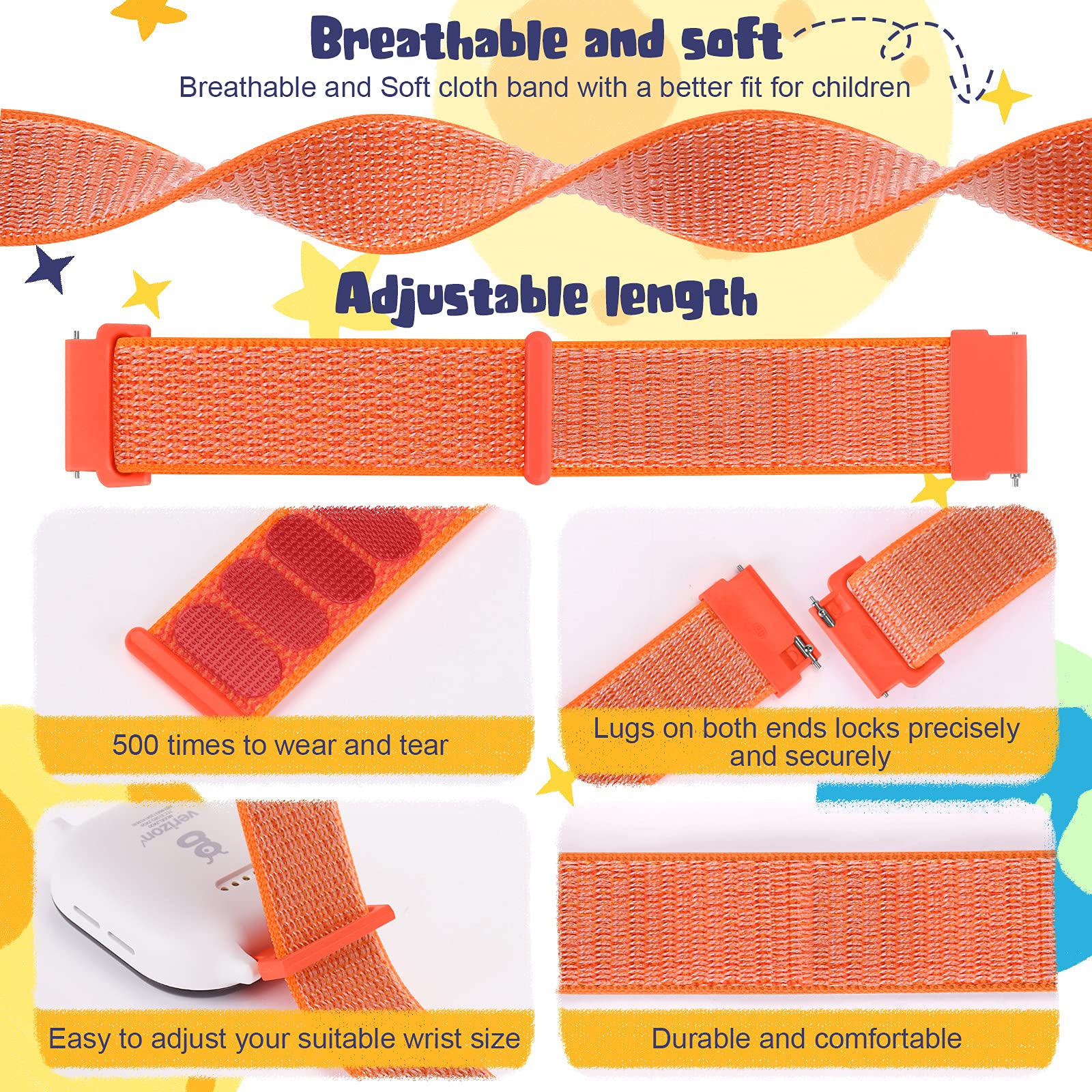 Mhunter 2 Pack Kids Replacement Watch Band Compatible With Gizmo Watch 20Mm Sport Hook Loop Nylon Watch Bands Strap Compatible W