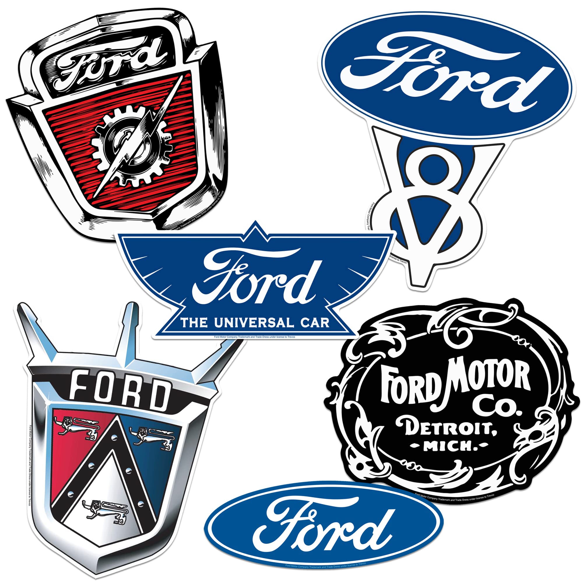 Ford Logos Vinyl Large Deluxe Stickers Variety Pack   Laptop, Water Bottle, Scrapbooking, Tablet, Skateboard, Indoor/Outdoor   S