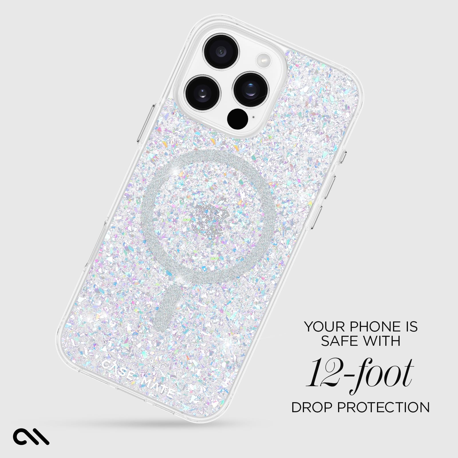 Case Mate Iphone 16 Pro Max Case [Compatible With Magsafe]   Stylish Sparkly Phone Case With 12Ft Drop Protection   Premium Magn