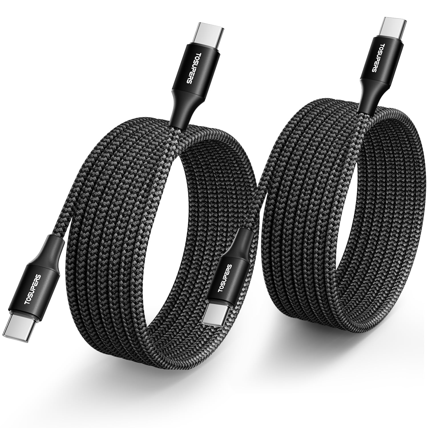 Tosupers 8Ft, 2 Pack Long Usb C To Usb C Cable Fast Charging 60W, Pd Type C Charger Cord For Iphone 16 15 Pro Max Plus, For Samsung Galaxy S24 S23 S22 Ultra Z Flip6/Fold6, For Macbook/Ipad Pro
