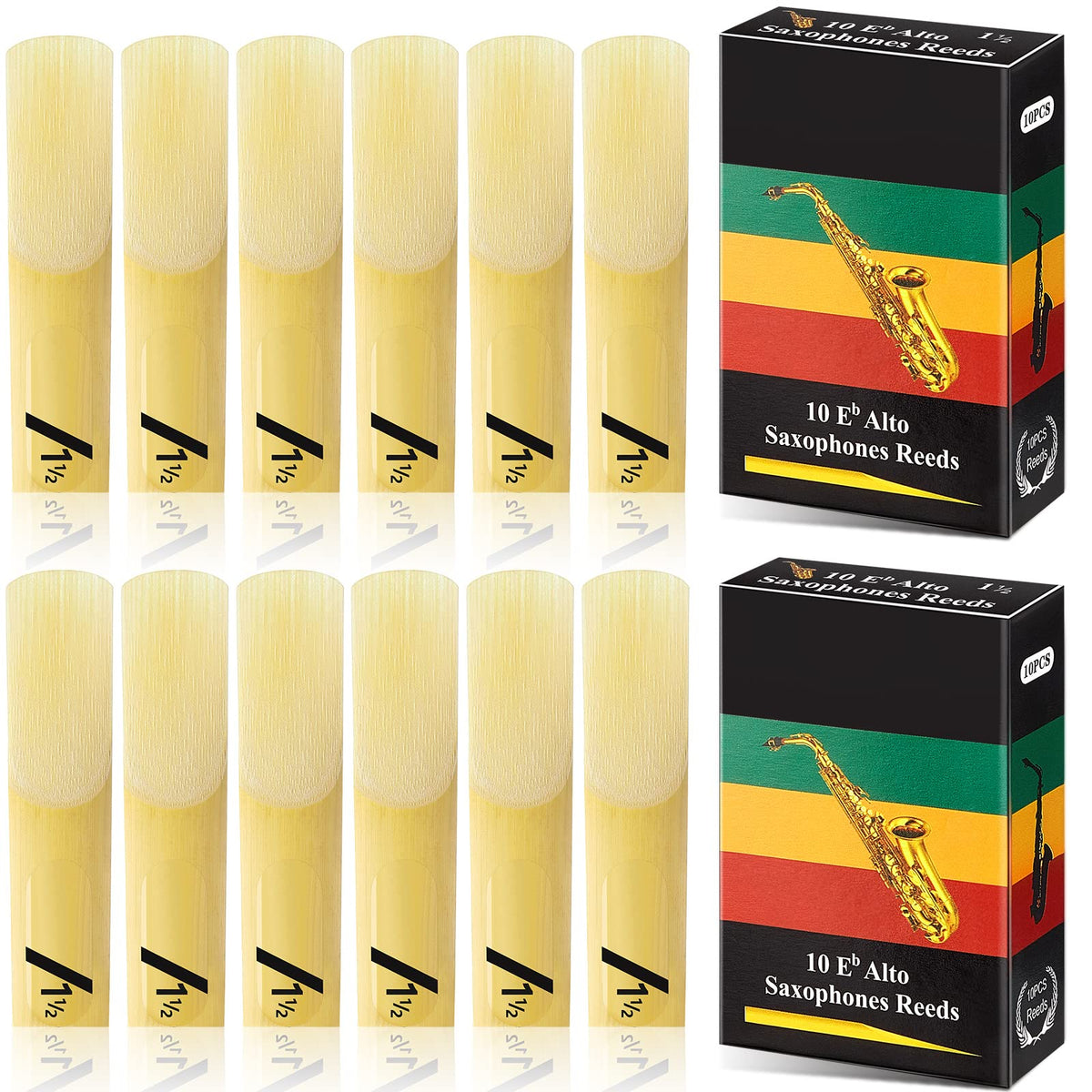 Yeshone 20 Pieces Alto Saxophone Sax Reeds Bamboo Saxophone Reeds With Individual Case For Clarinet Soprano Or Alto Sax,1.5 In S