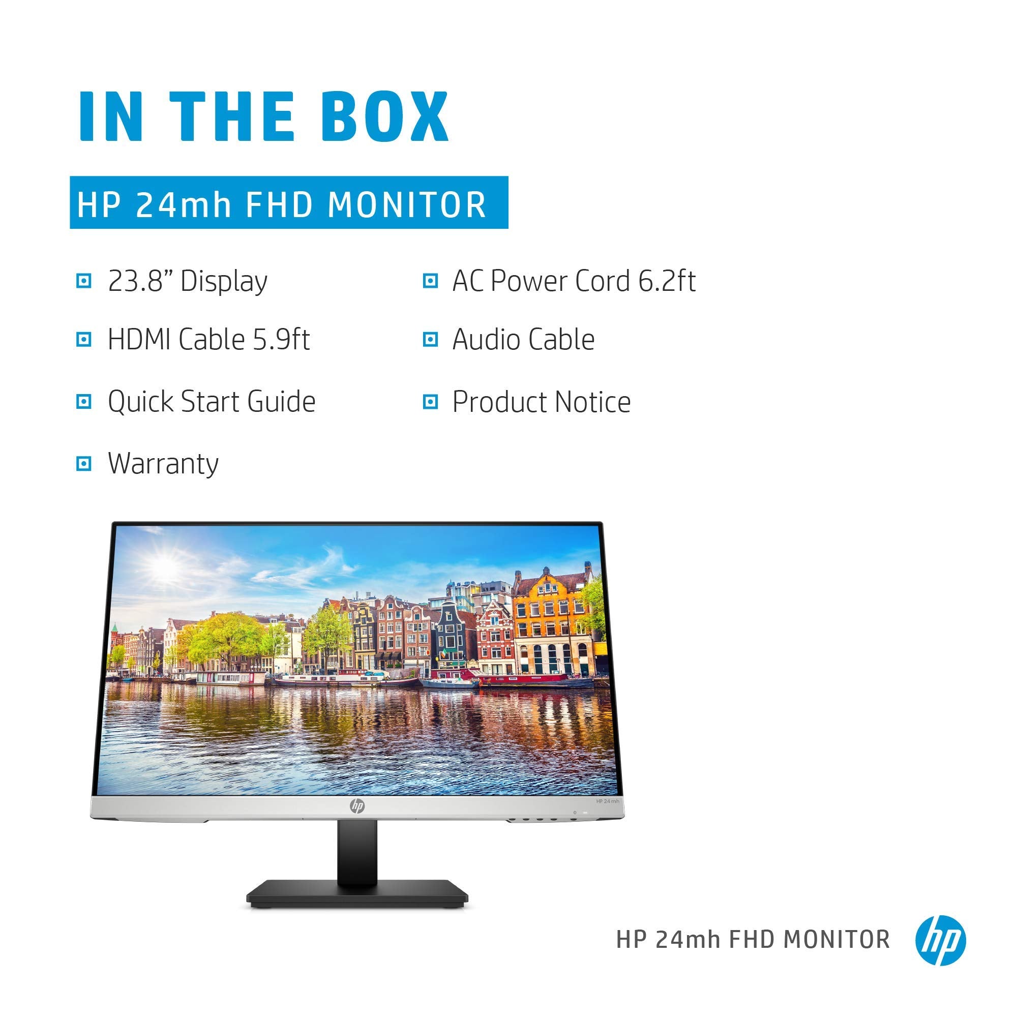Hp 24Mh Fhd Computer Monitor With 23.8 Inch Ips Display (1080P)   Built In Speakers And Vesa Mounting   Height/Tilt Adjustment F