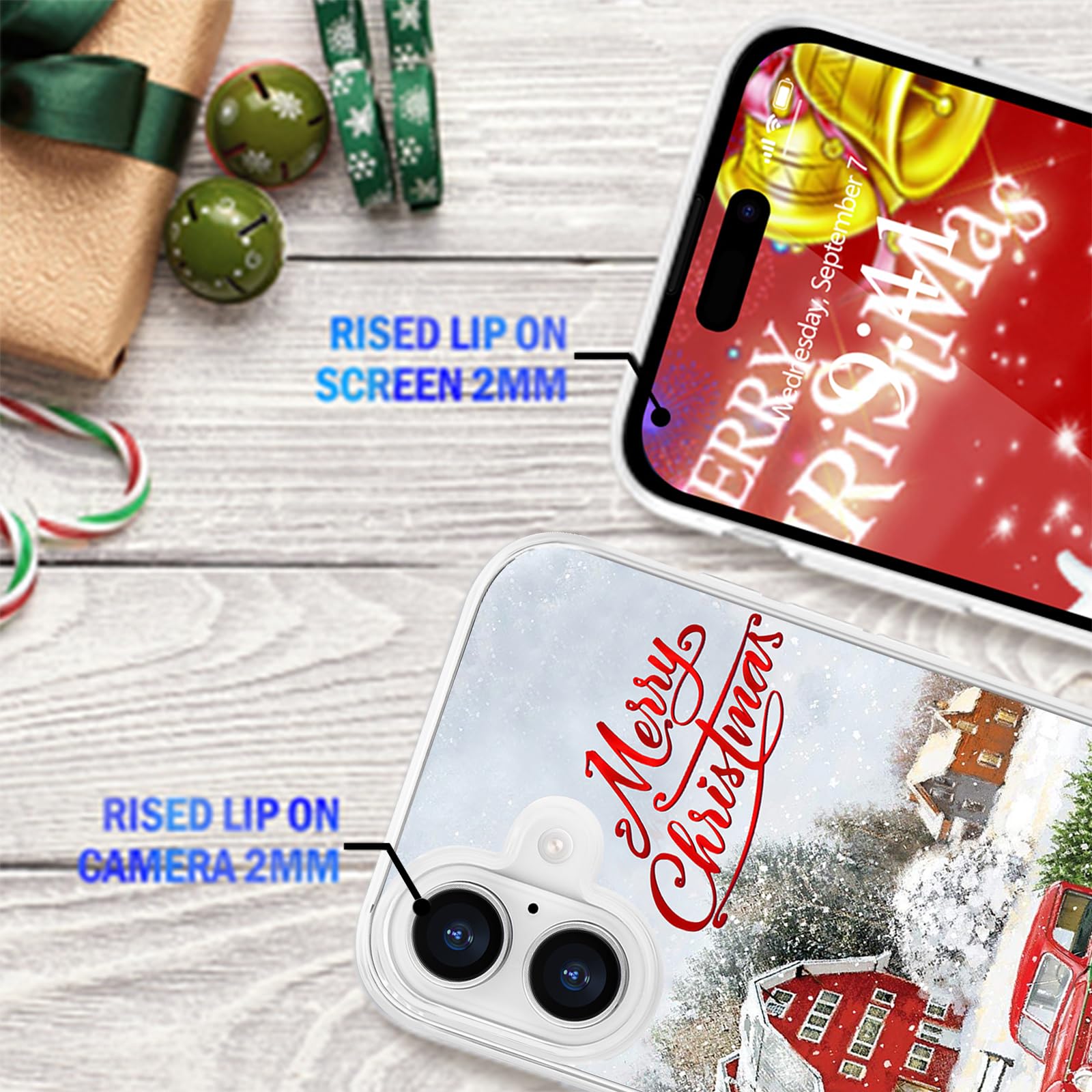 Lchulle Compatible With Iphone 16 Plus Christmas Case Xmas Santa Holiday Transparent Clear Design Women Men Kids Soft Tpu Silico