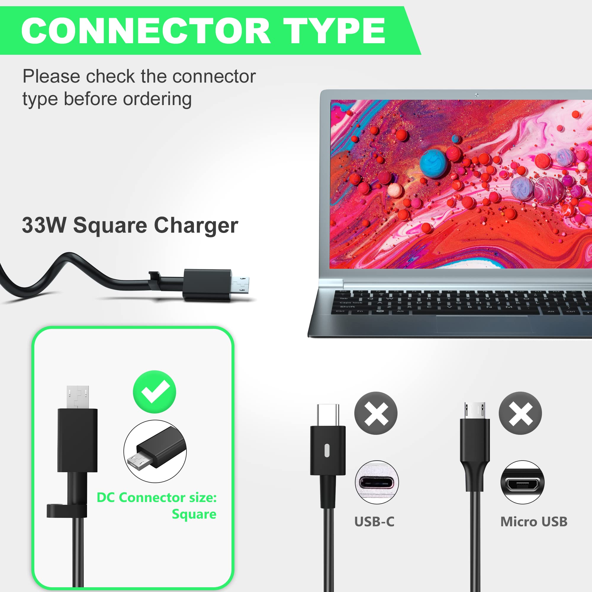 33W 19V 1.75A Laptop Charger For Asus Chromebook Flip C100Pa C100P C100 C201 C201P C201Pa Eeebook X205 X205T X205Ta Vivobook E20