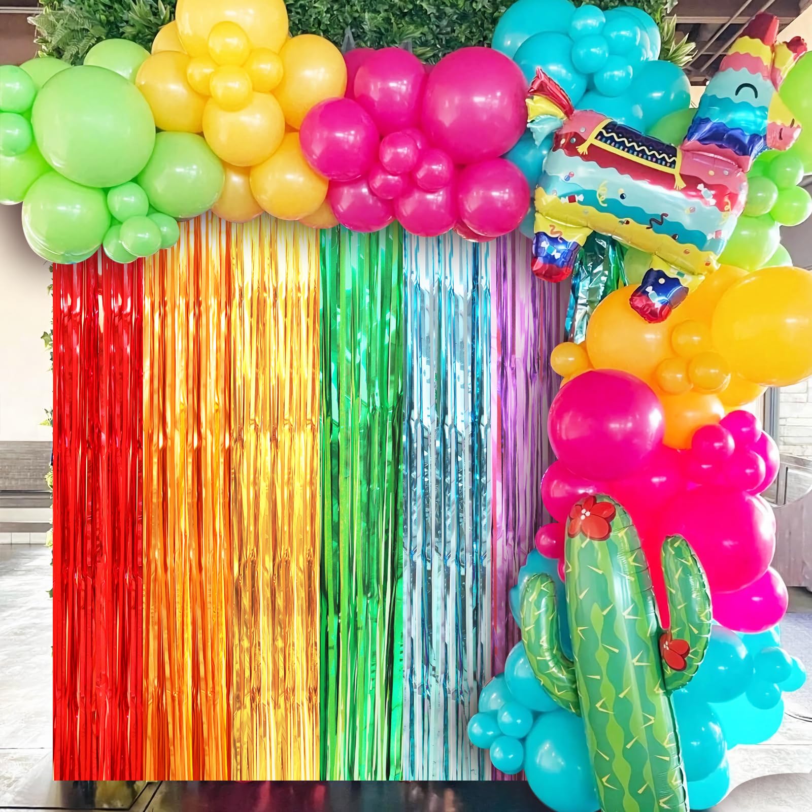 Crosize 2 Pack 3.3 X 8.2 Ft Rainbow Foil Fringe Curtains Party Decorations, Tinsel Curtain Backdrop For Parties, Door Streamers,