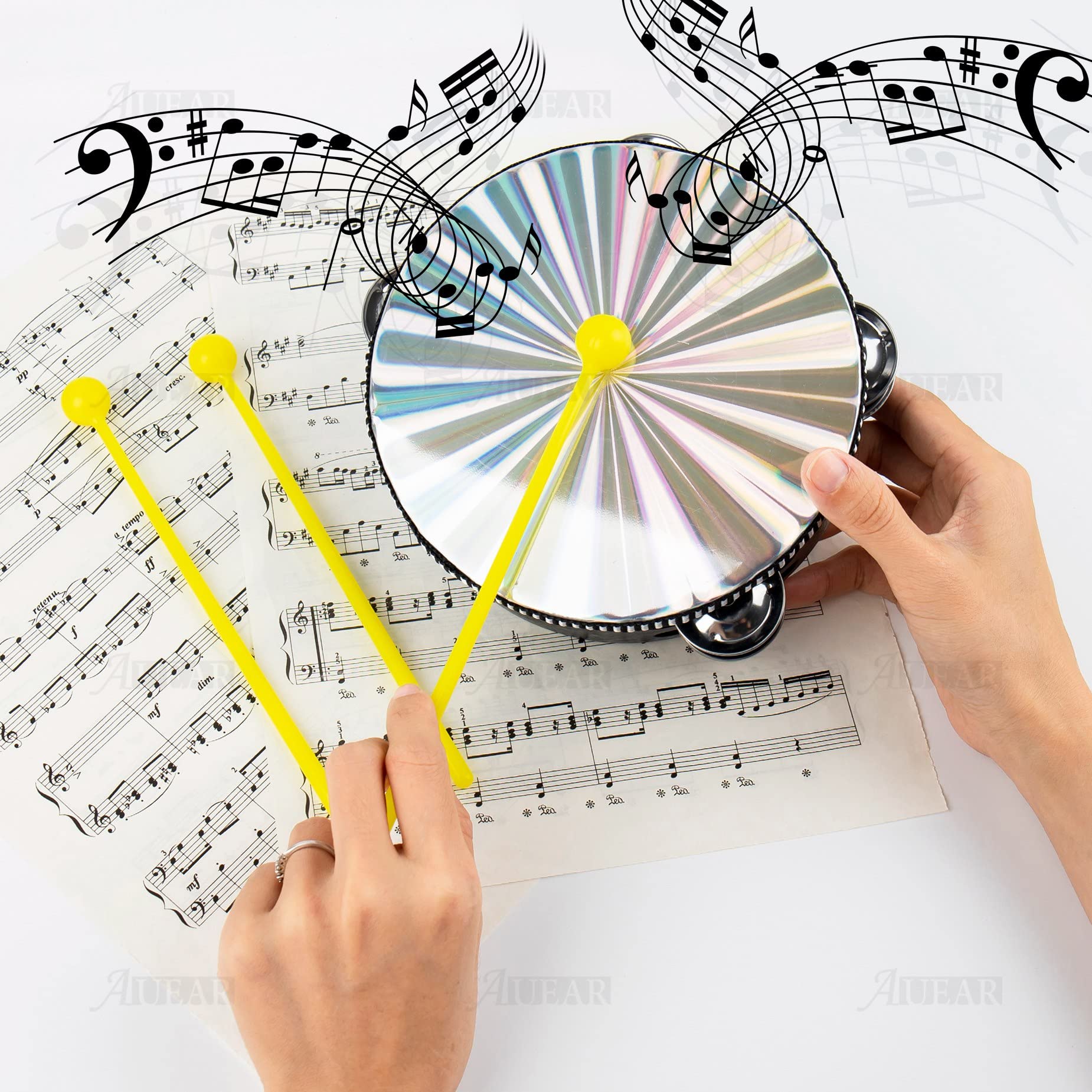 Auear, 10 Pack Plastic Bell Mallets Solid Drum Percussion Sticks Hammer For Drum Chime Xylophone Yellow