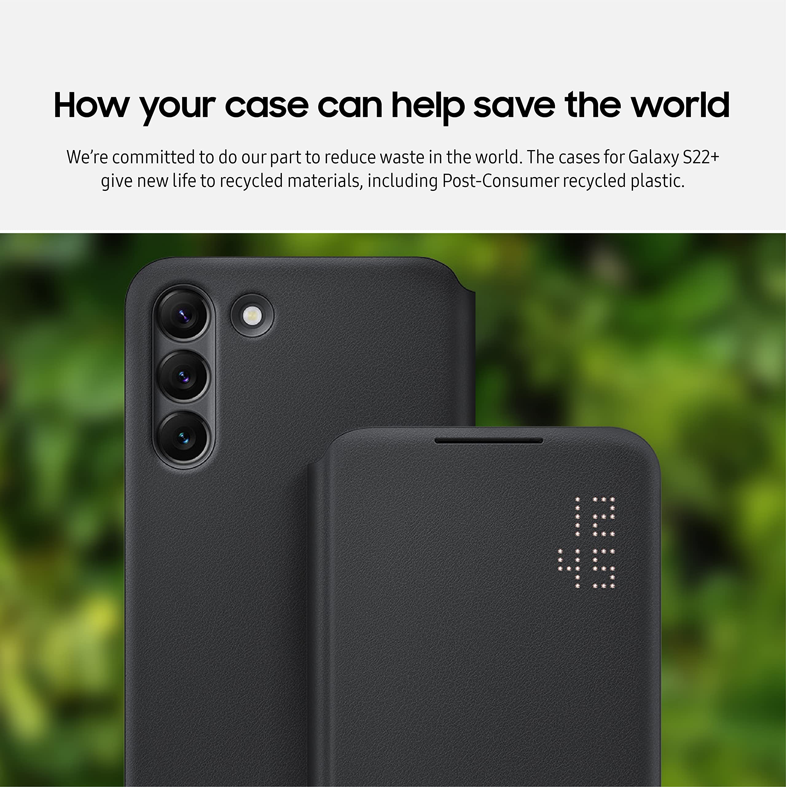 Samsung Galaxy S22+ Led View Cover, Protective Phone Case, Tap Control, Card Pocket, Customizable, Shockproof, Us Version, Light