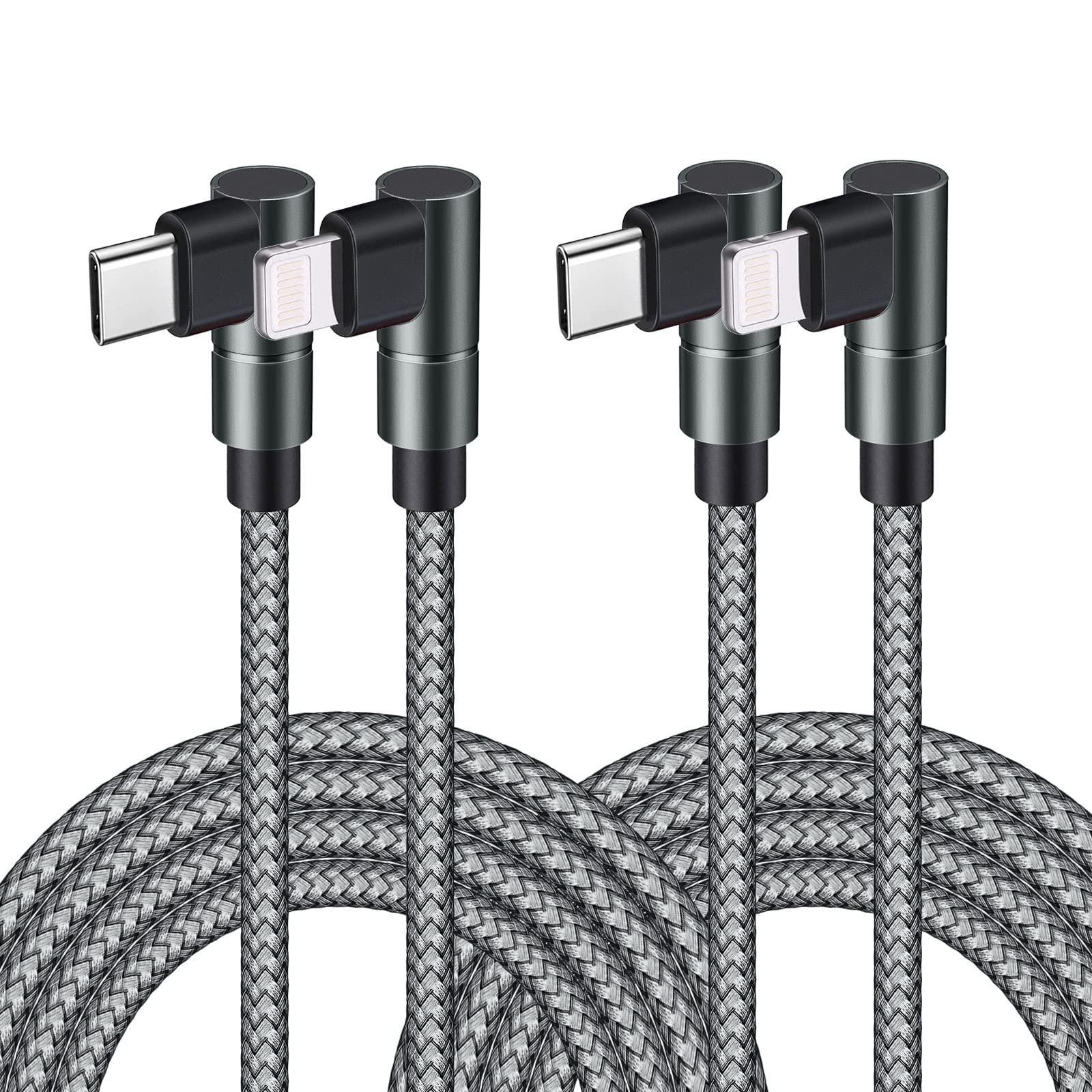 Usb C To Lightning Cable 10Ft Mfi Certified 90 Degree Iphone Fast Charger Nylon Braided Extra Long Charging Cord Compatible With