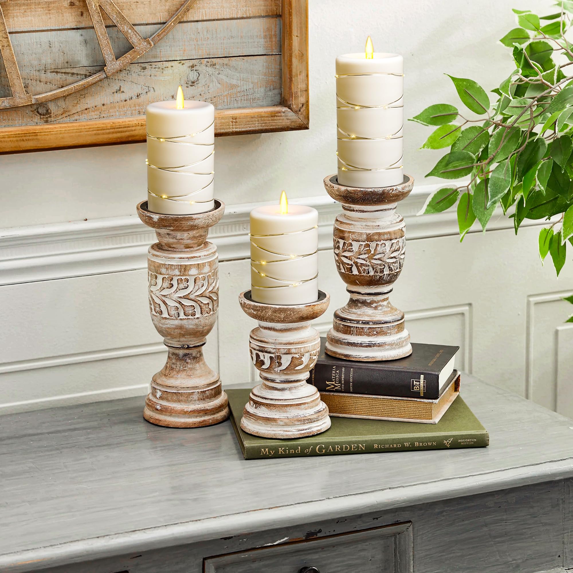 Flameless Led Candles With Timer 3 Pc Flickering Flameless Candles For Romantic Ambiance And Home Decoration,With Embedded Star