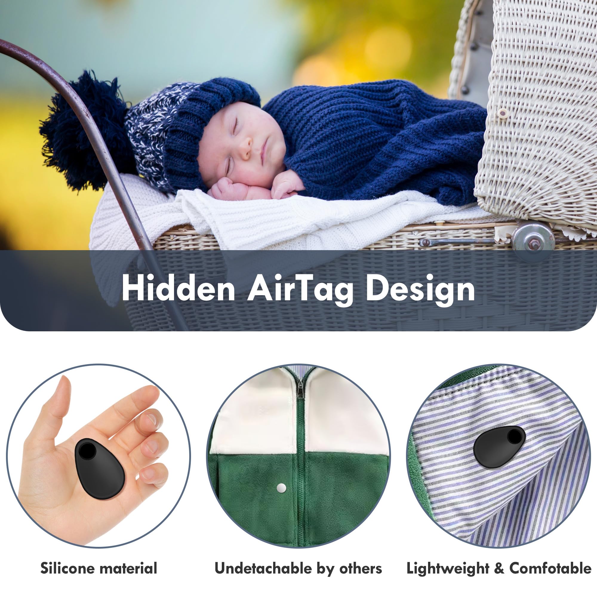 Airtag Holder For Kids Hidden 4 Pack Gps Tracker Case, Anti Removal Airtag Silicone Case With Pins, Suitable For Children, Elder