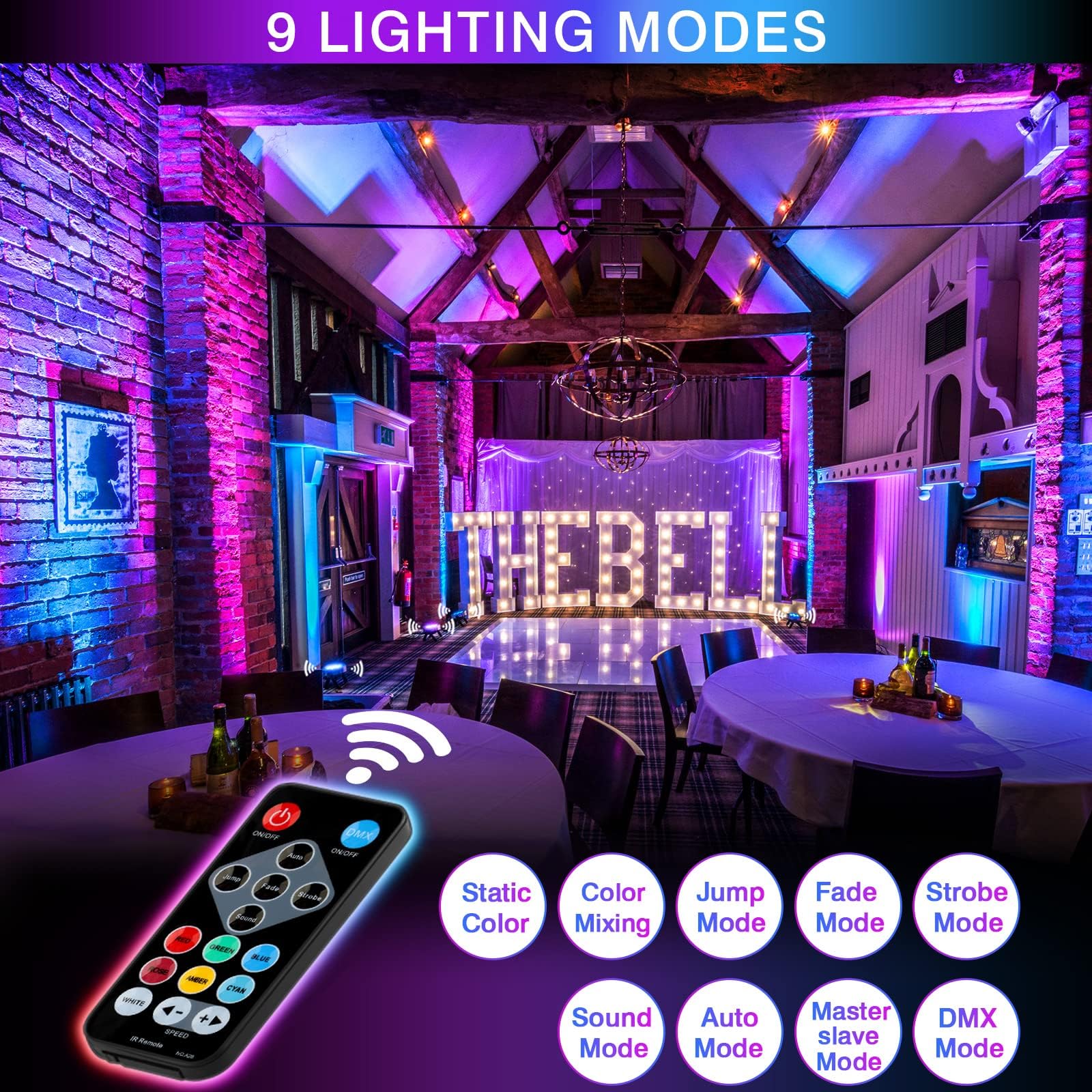 36Led Par Lights 4 Pack   36W Rgb Par Can Lights Remote Dmx Control Uplighting For Events Wedding Christmas Party Dj Music Dance