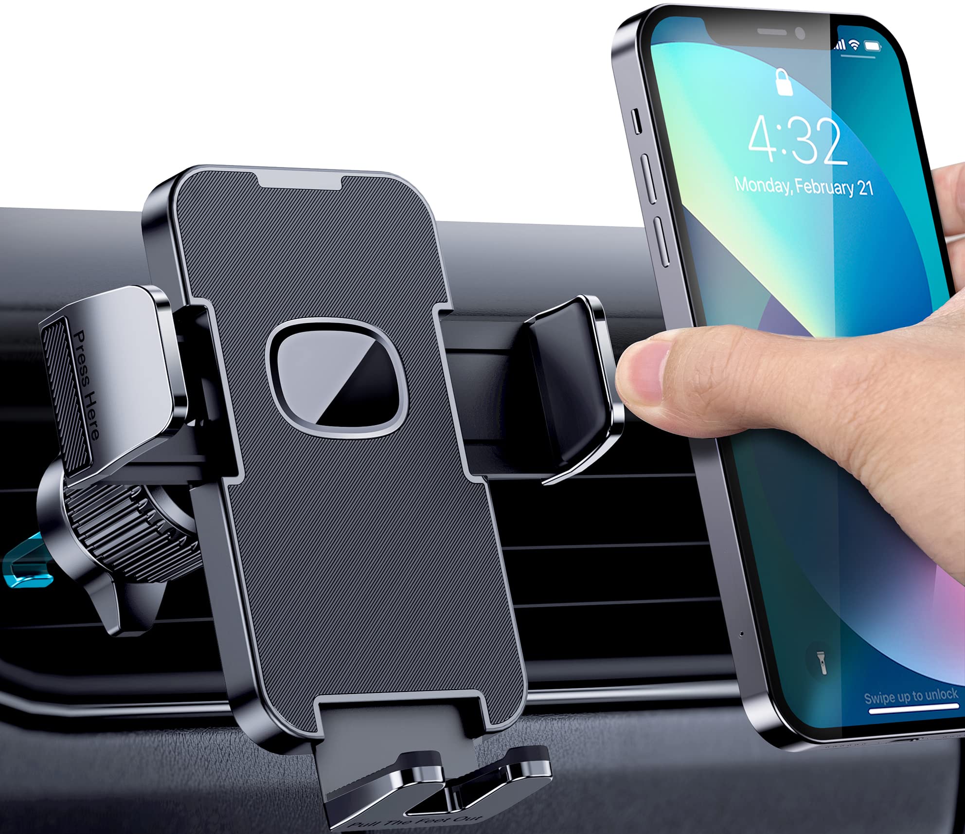 Cindro Car Vent Phone Mount For Car [Military Grade Hook Clip] Phone Stand For Car [Thick Cases Friendly] Air Vent Clip Cell Pho