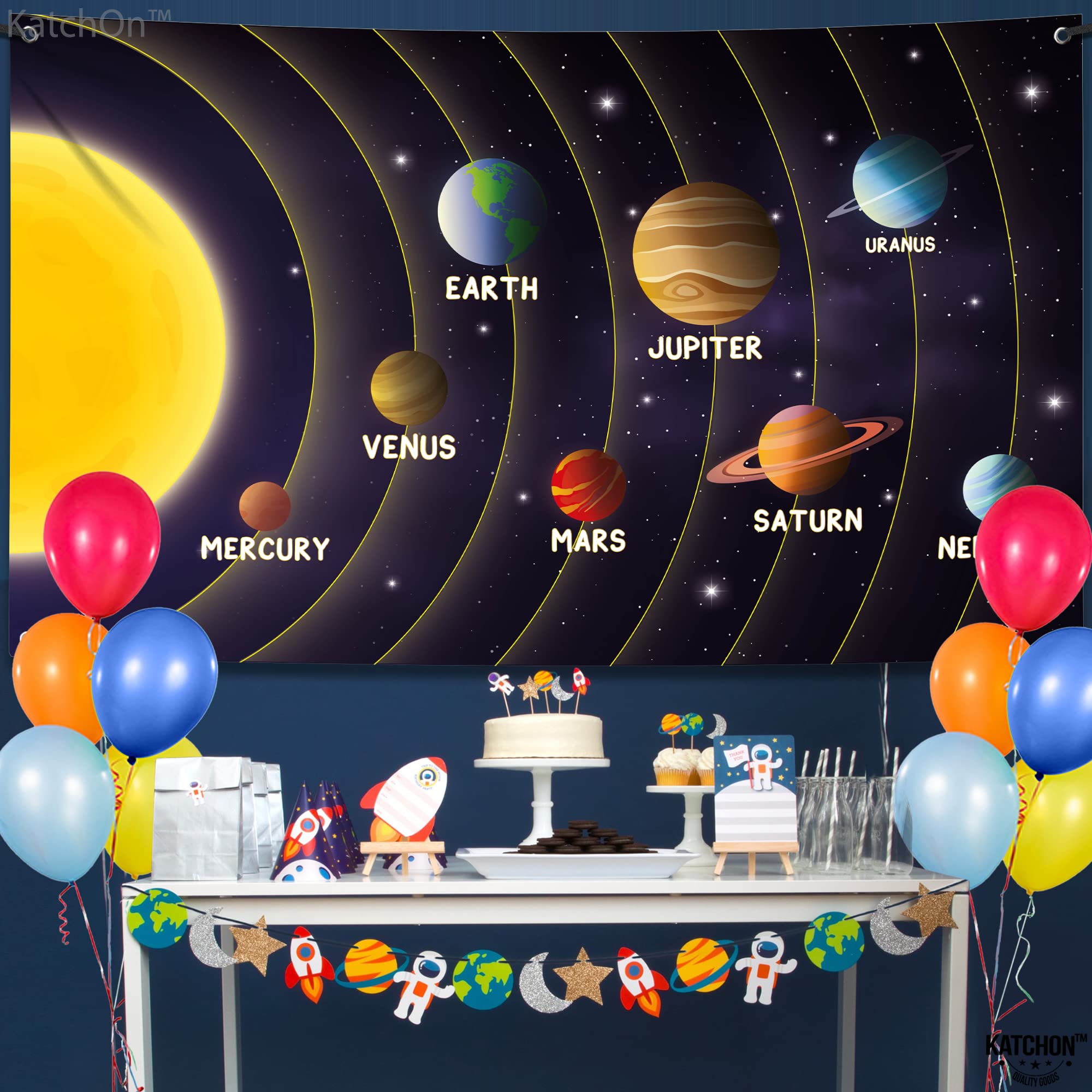 Katchon, Large Solar System Backdrop   72X44 Inch | Outer Space Decorations For Classroom | Solar System Decorations | Solar Sys