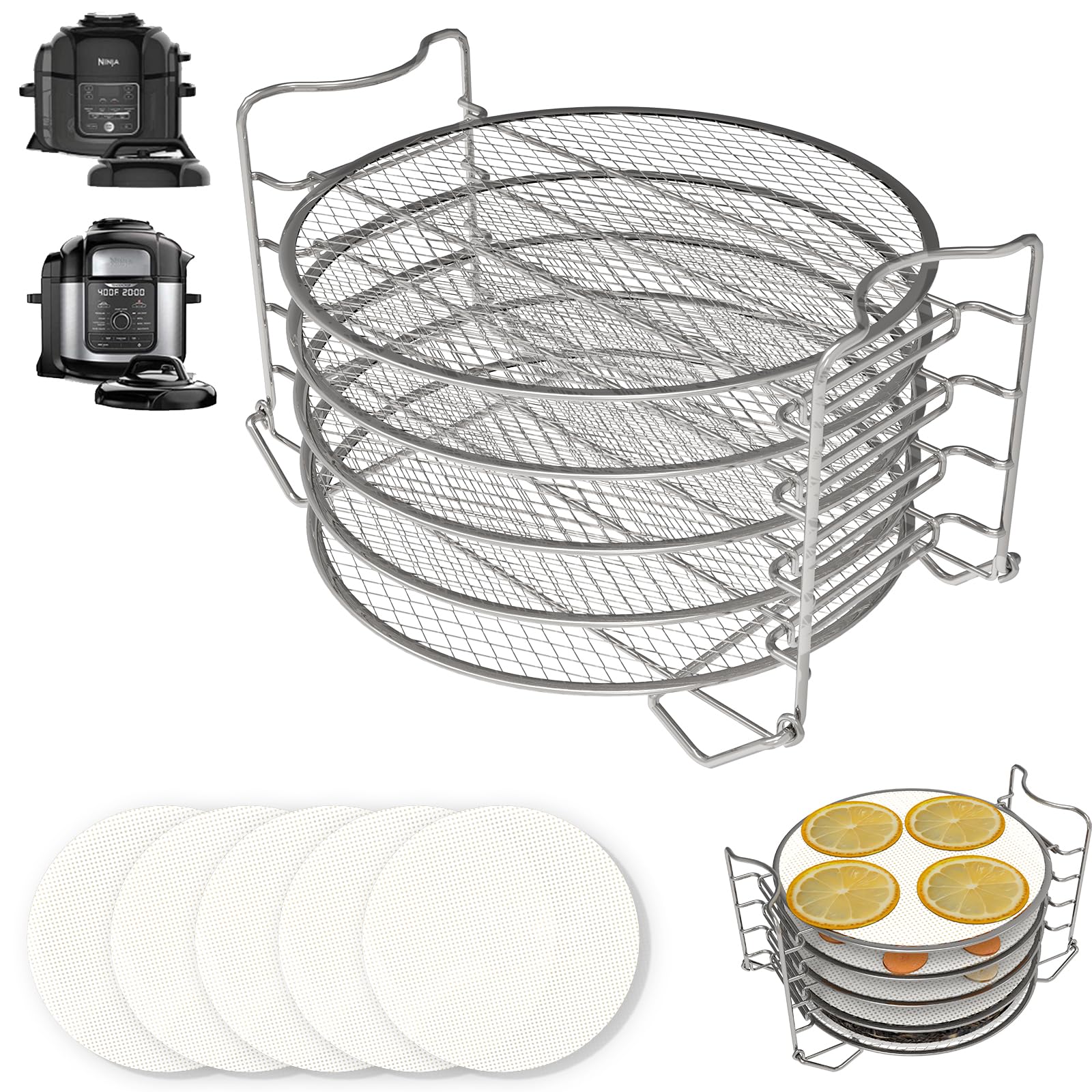 Foodi Dehydrator Rack & Dehydrator Sheets for Ninja Foodi Air Fryer 8 Quart