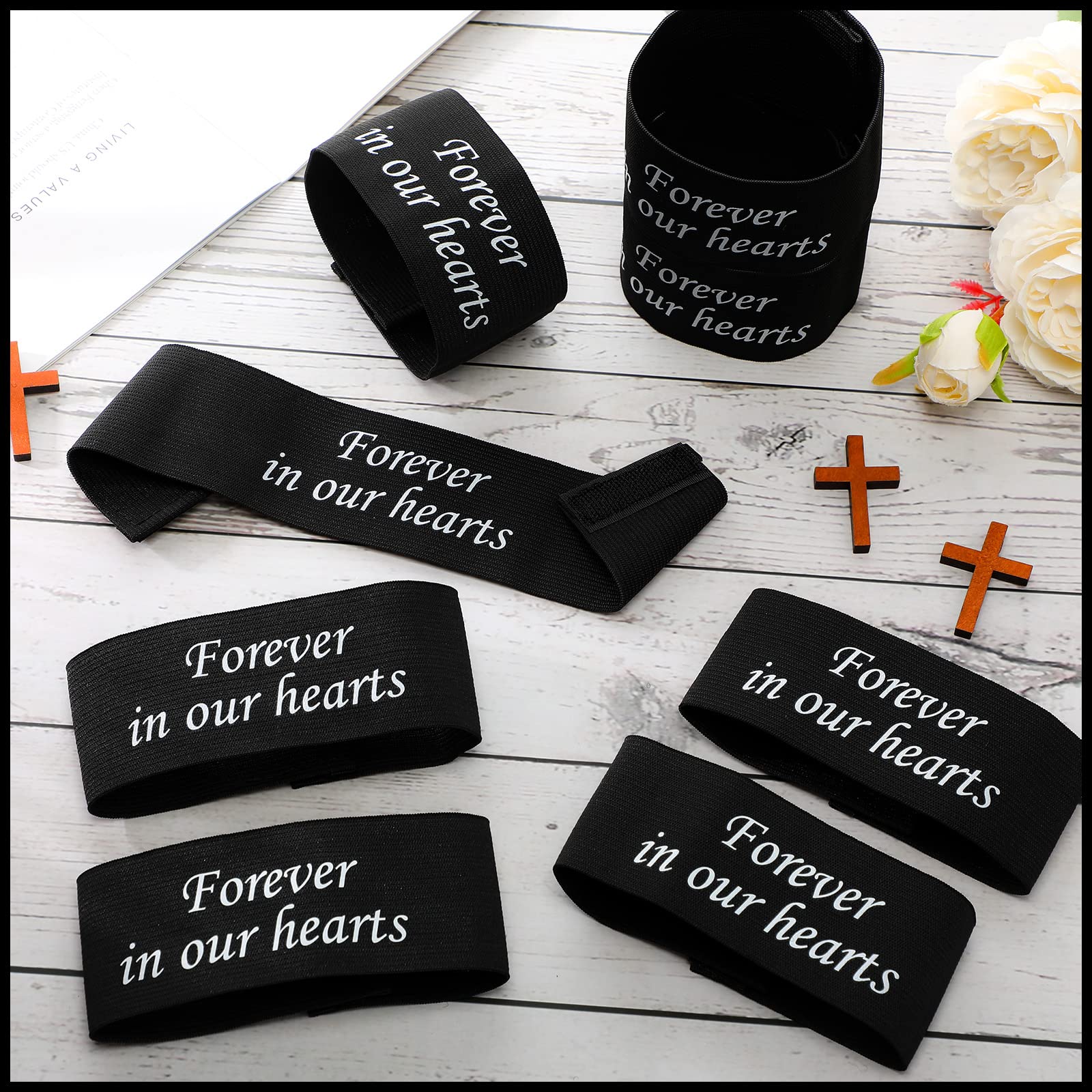 Unittype 25 Pcs Mourning Arm Band Funeral Memorial Arm Band Elastic Black Armband For Mourning Condolence Respect Event