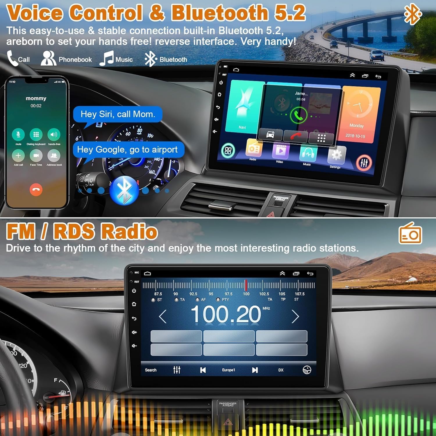 Android 13 Car Stereo For Honda Accord 2008 2013 4G Ram+64G Rom, 10.2 Inch Ips Touch Screen Car Radio With Wireless Carplay/Andr