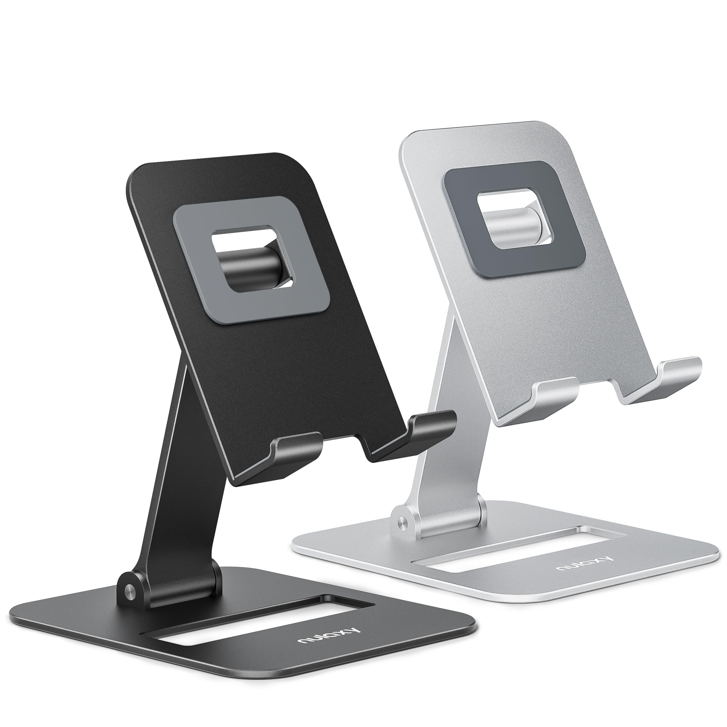 Nulaxy 2 Pack Dual Folding Cell Phone Stand, Fully Adjustable Phone Holder For Desk, Compatible With Phone 16 15 14 13 12 11, Ni