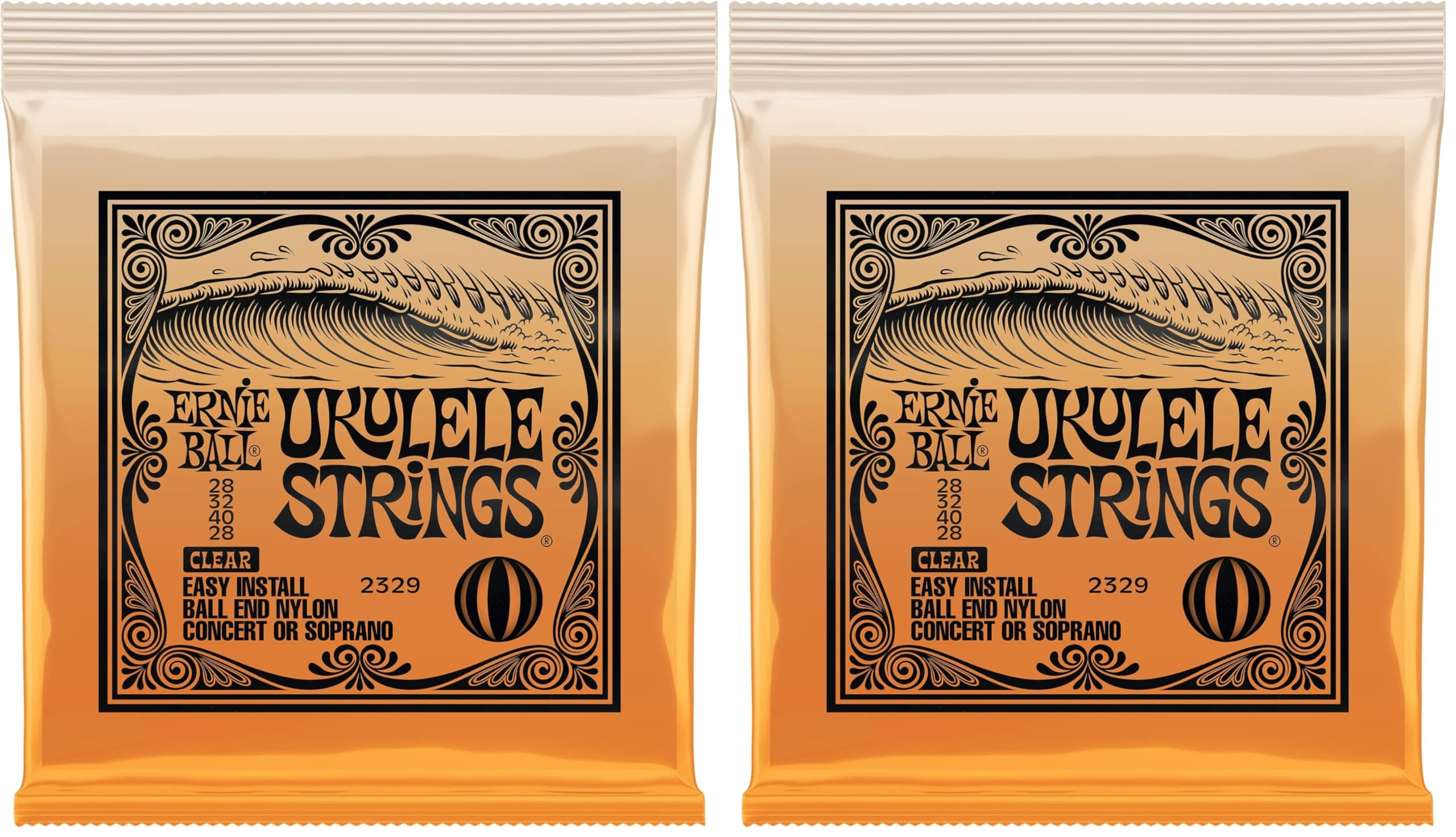 Ernie Ball Ukulele Ball End Nylon Strings, Clear (P02329) (Pack of 2)