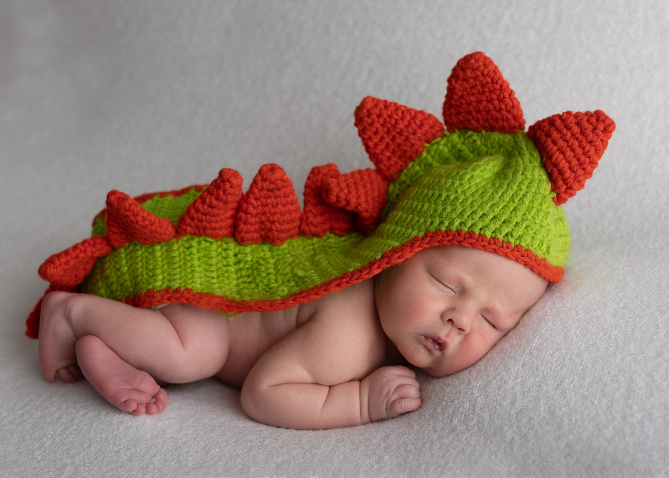 Bellasignoro Baby Photography Photo Prop Crochet Knit Photoshoot Costume Set Dinosaur (Green)