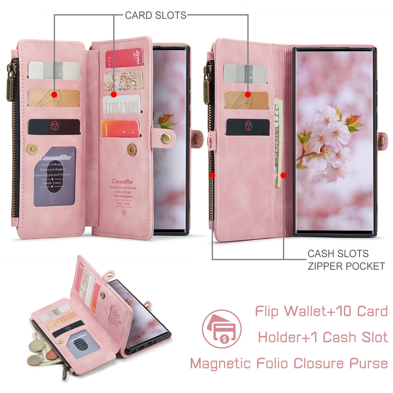 Defencase For Samsung Galaxy S22 Ultra Case, For Samsung S22 Ultra Wallet Case For Women Men, Pu Leather Magnetic Flip Strap Wri