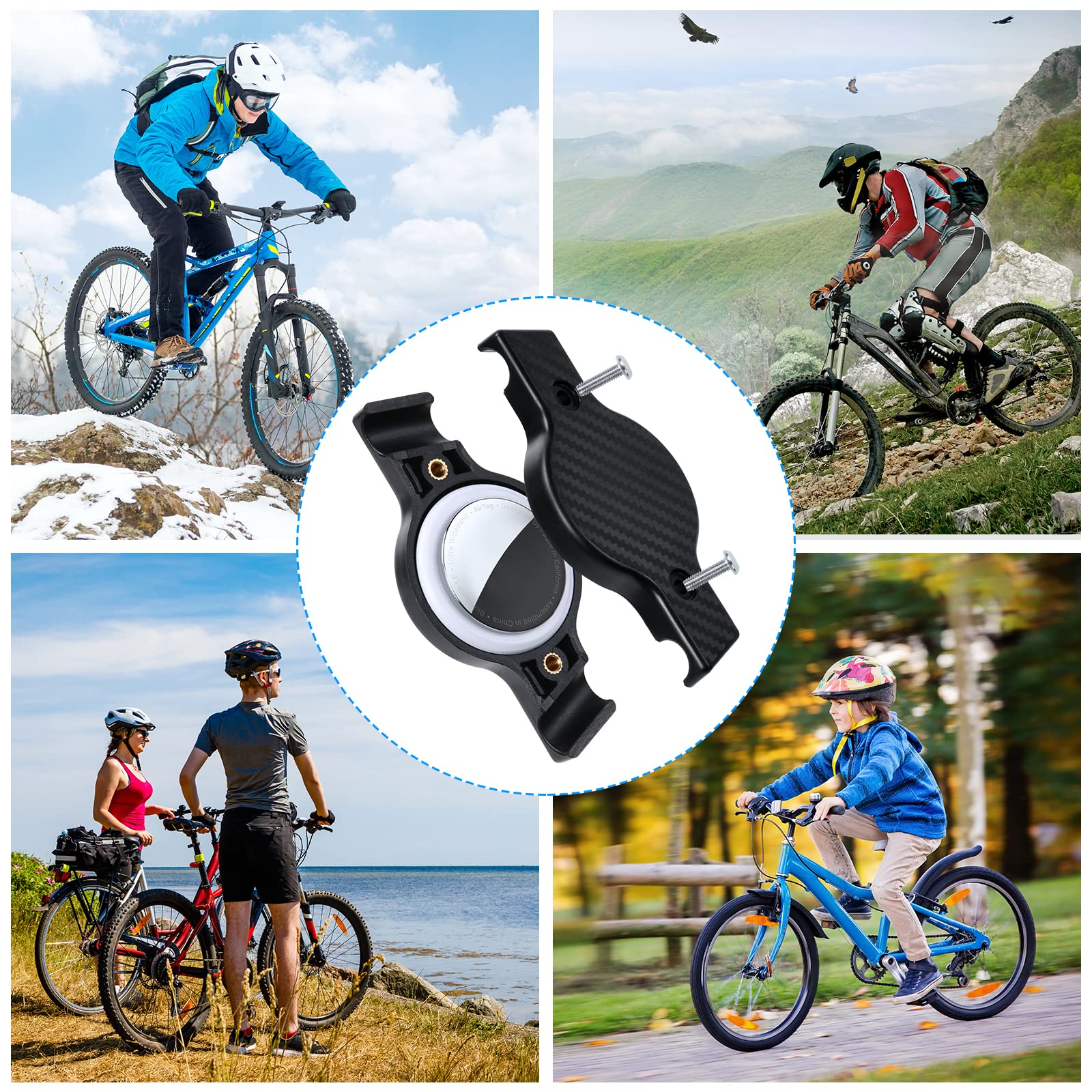 Ainiv Airtag Bicycle Mount, Airtag Bike Mount Holder, Water Resistant Anti Shake Bike Mount Holder, Hidden Under Seat Cases Prot