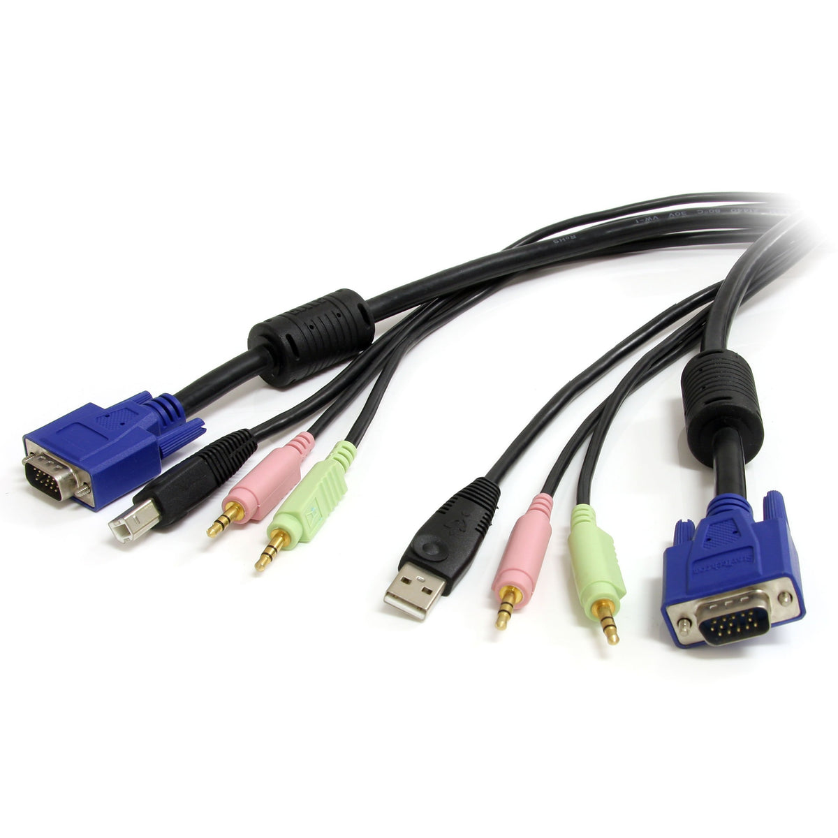 Startech.Com 10 Ft 4 In 1 Usb Vga Kvm Cable With Audio And Microphone   Vga Kvm Cable   Usb Kvm Cable   Kvm Switch Cable (Usbvga