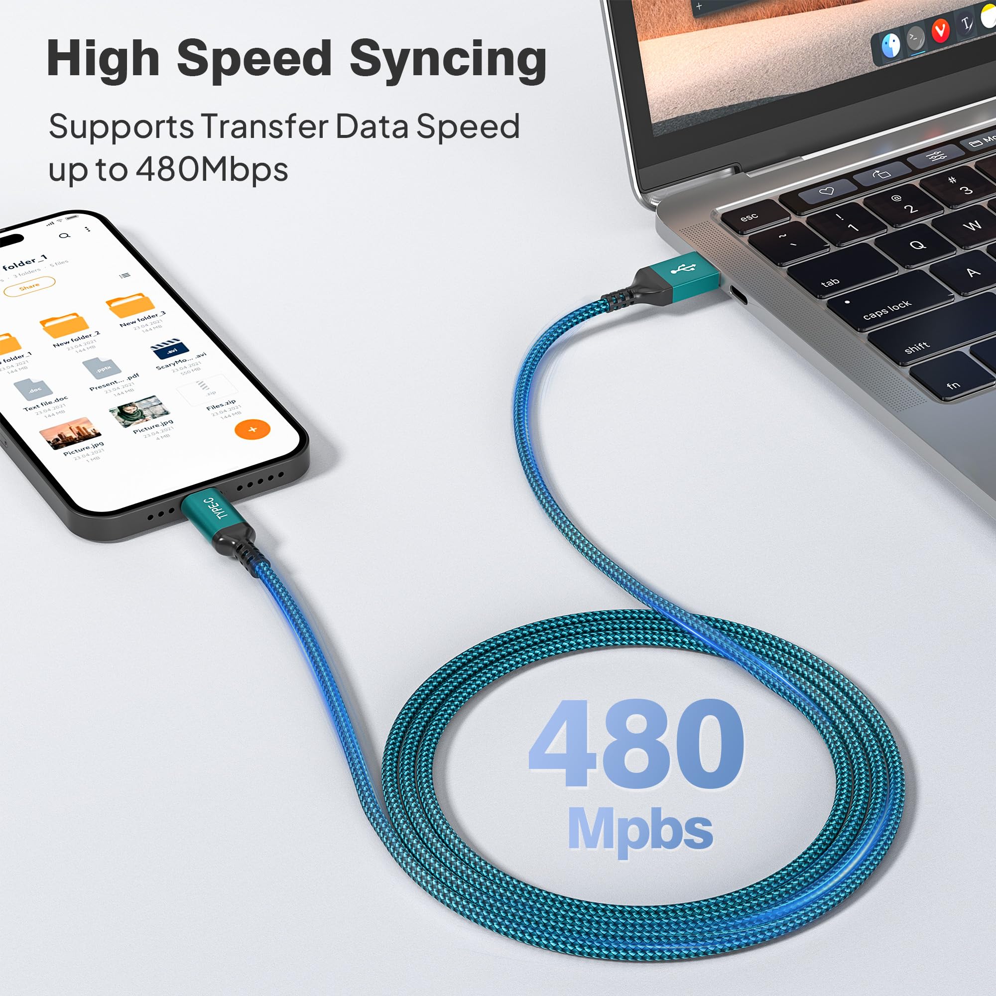 Elebase Usb C Car Charger Cable 3 Pack 1.5/3.3/6.6Ft,Usbc Charging Cord For Iphone 15 16 Max Samsung Galaxy S8 S9 S20 S21 S22 S2