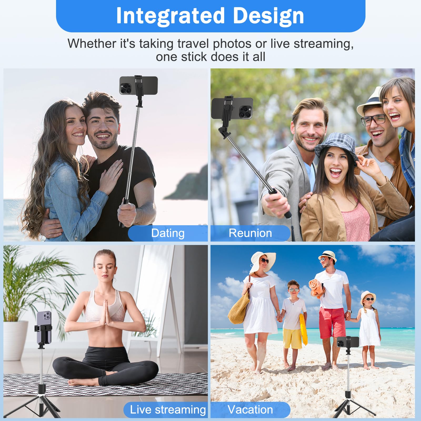 Selfie Stick Tripod With Fill Light, Phone Selfie Stick,Durable Stainless Steel Design,Bluetooth Remote Control,And Stable Three