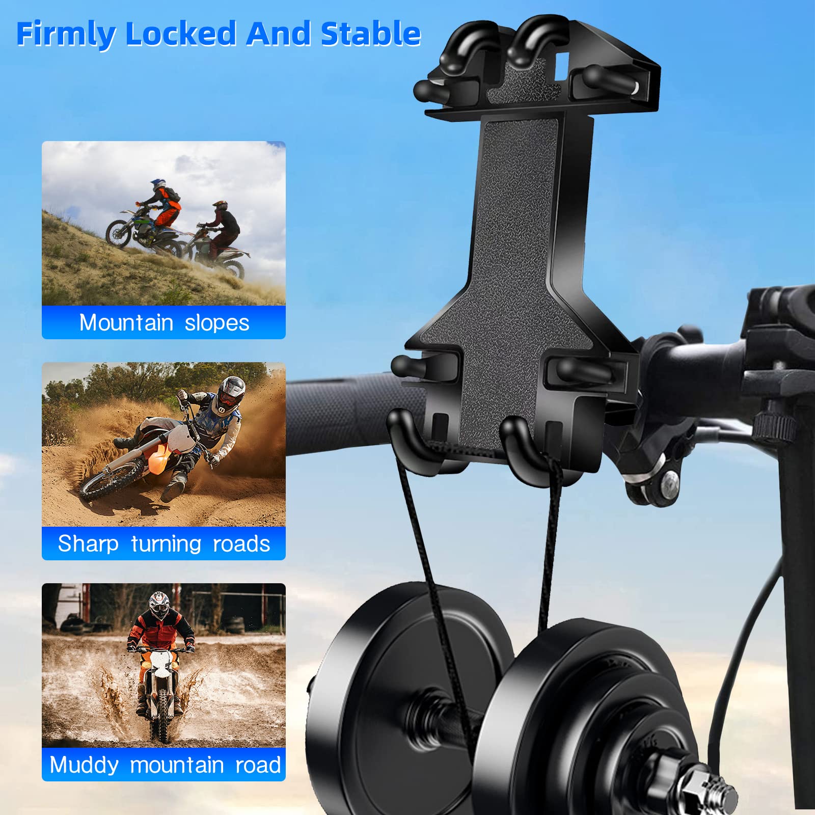 Kairiyard Motorcycle Phone Mount, Bike Phone Mount Holder Heavy Duty Thicker Motorcycle Handlebar Phone Mount Clamp, One Hand Op