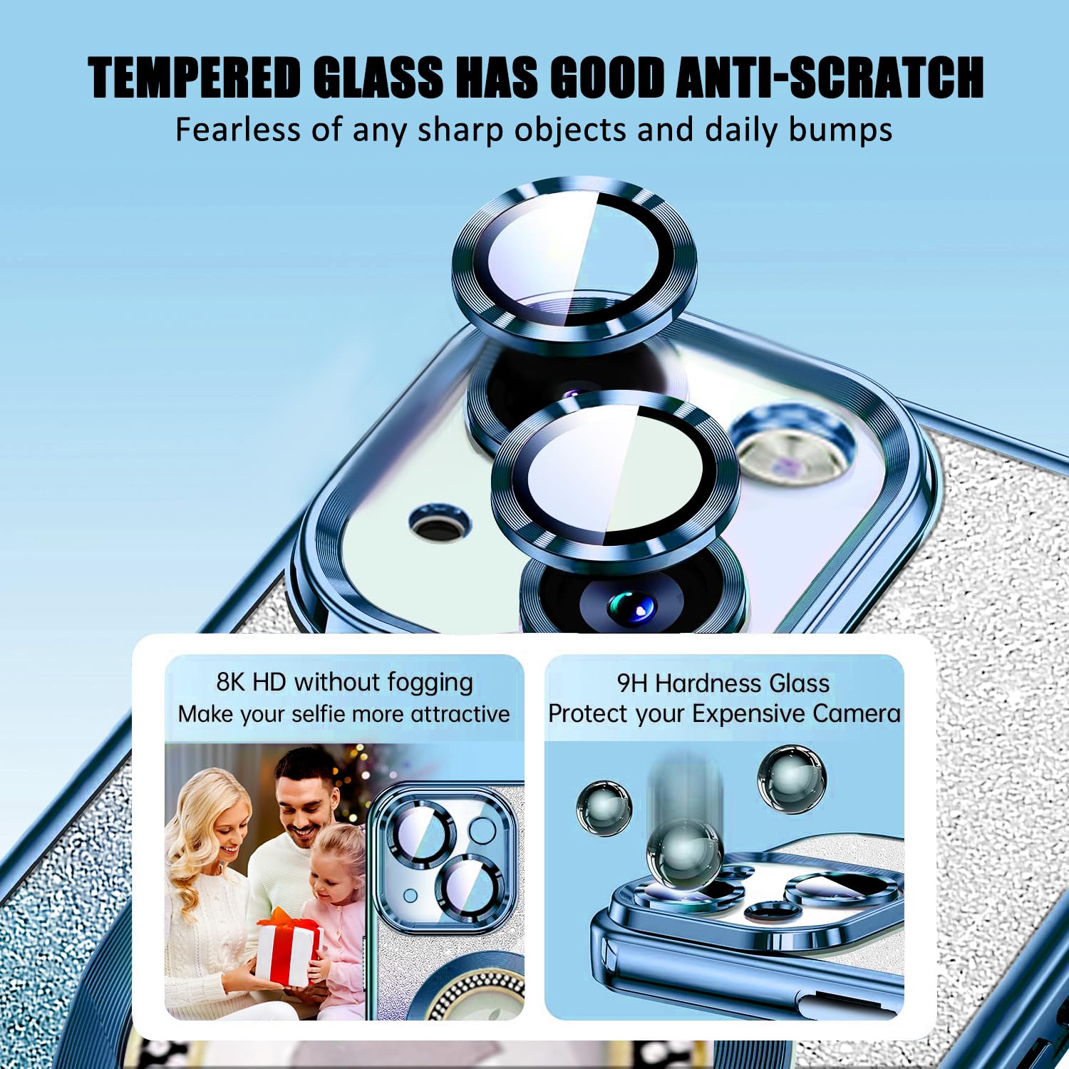 Misscase For Iphone 15 Magnetic Case Compatible With Magsafe,Full Protection Slim Shockproof Anti Scratch Glitter Case With Came