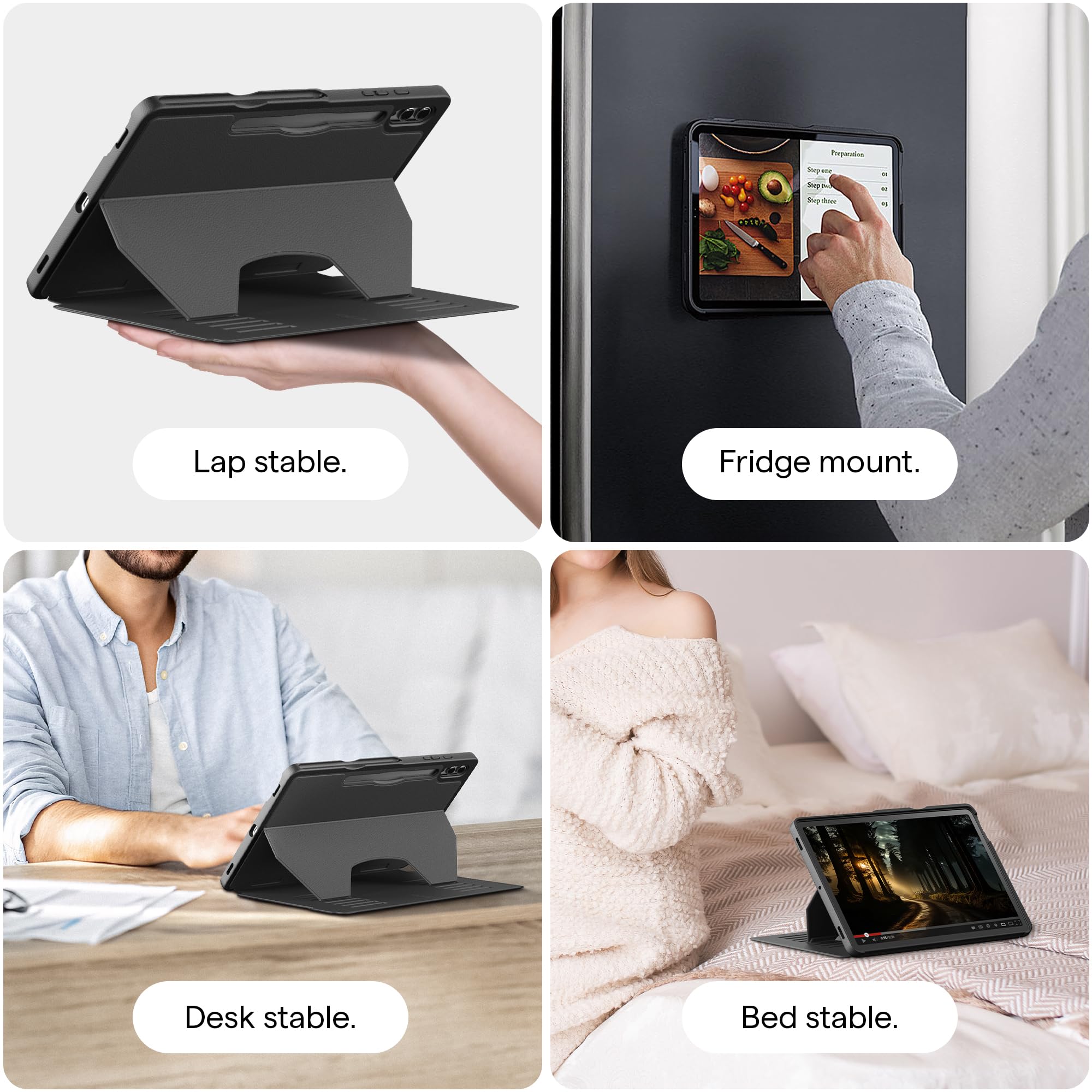 Zugu Case Compatible With Samsung Galaxy Tab S10+/S9+, 12.4 Inch S10+/S9+ Tablet Case, Sleek Design Slim Protective Cover, Magnetic Stand, Sleep/Wake Magnetic Cover, Galaxy Tab S10Plus /S9 Plus, Black